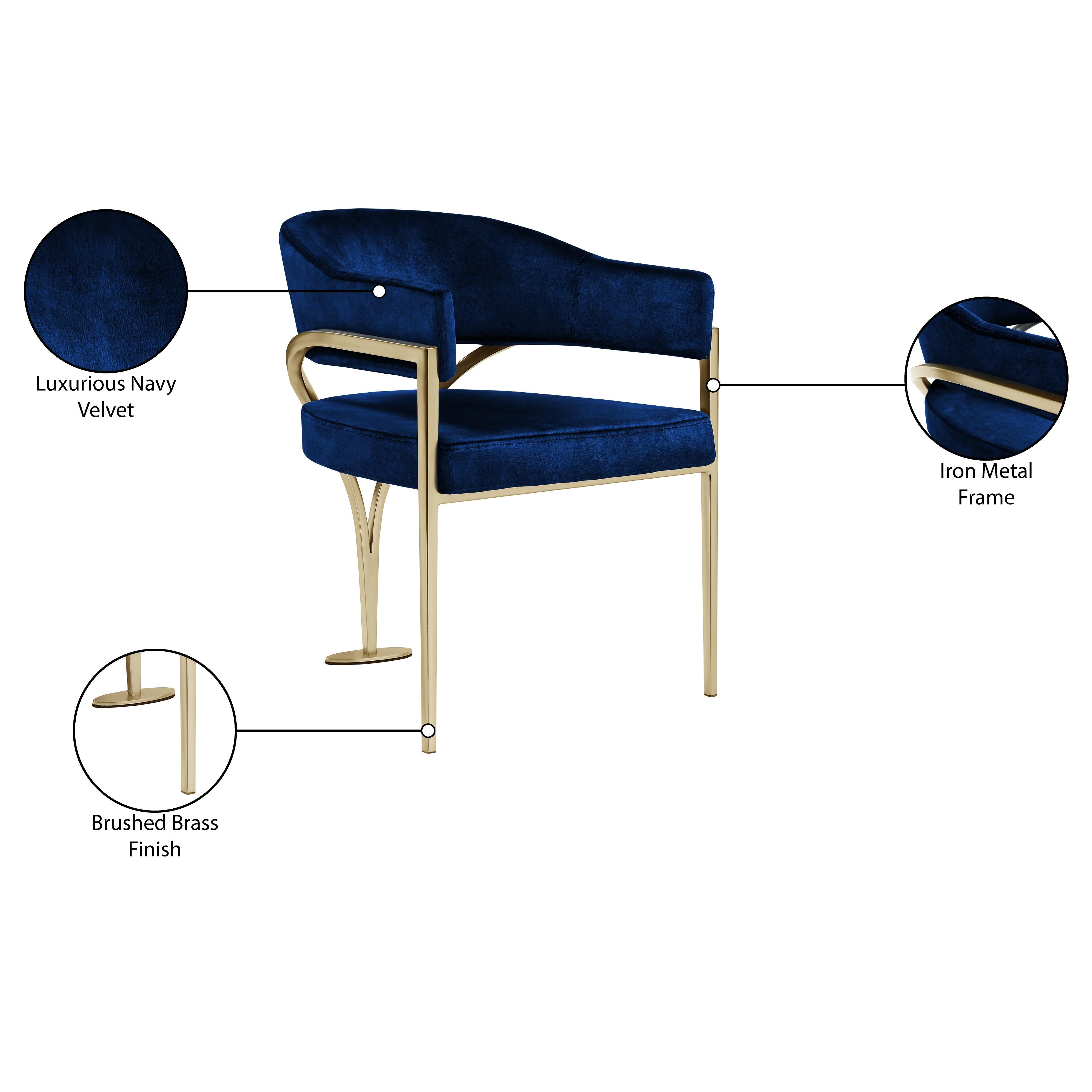 Meridian Madelyn Navy Velvet Dining Chair