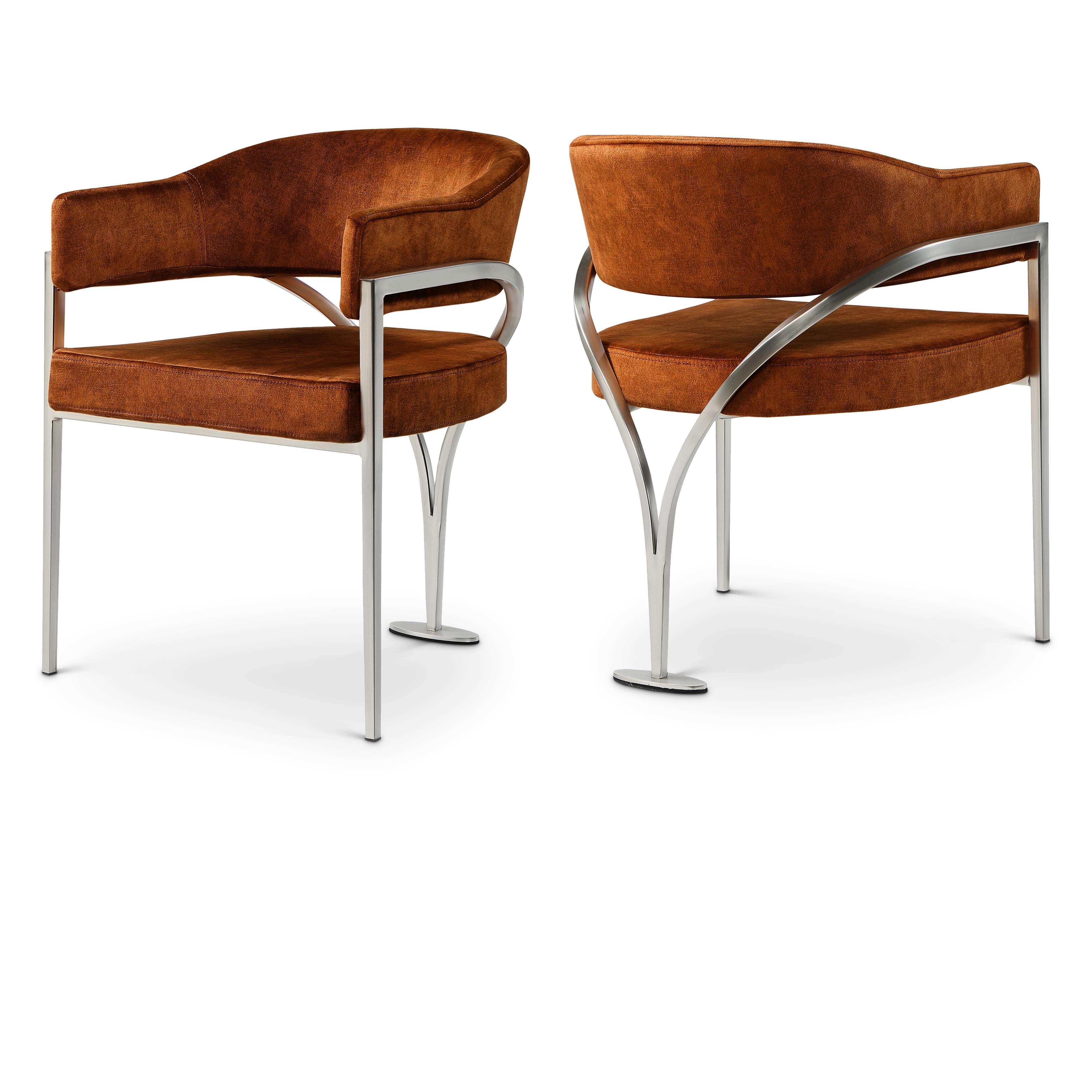 Meridian Madelyn Cognac Velvet Dining Chair