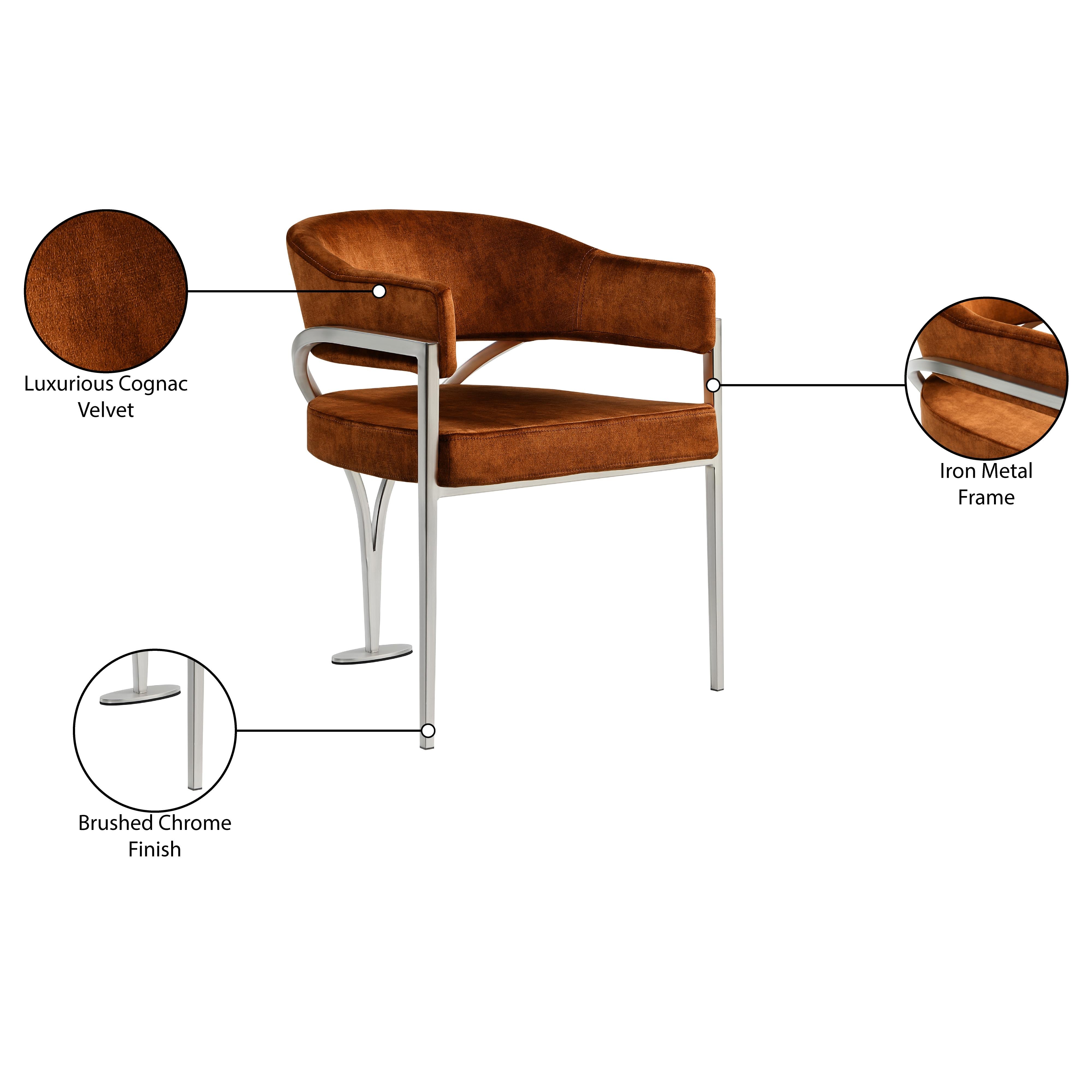 Meridian Madelyn Cognac Velvet Dining Chair