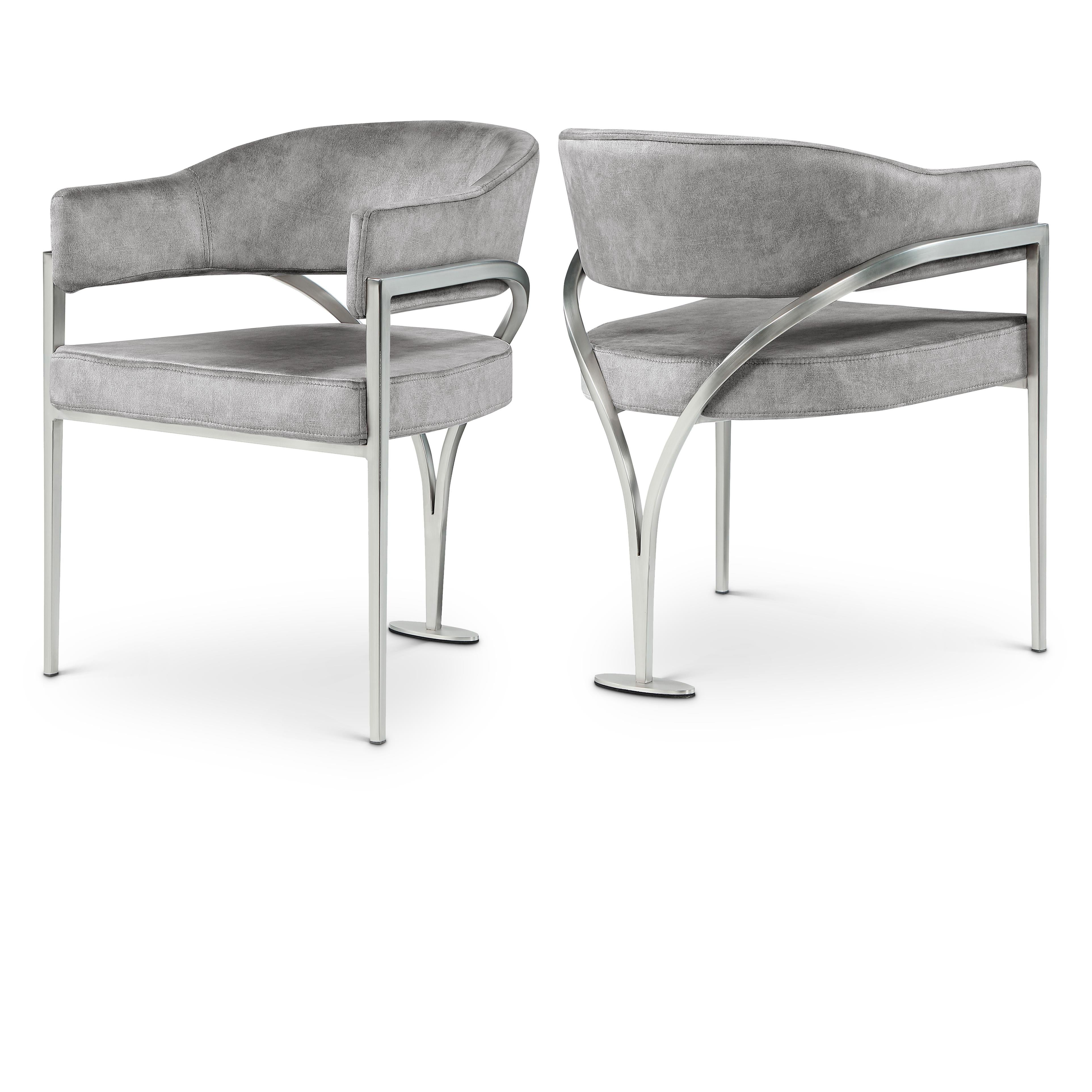 Meridian Madelyn Grey Velvet Dining Chair