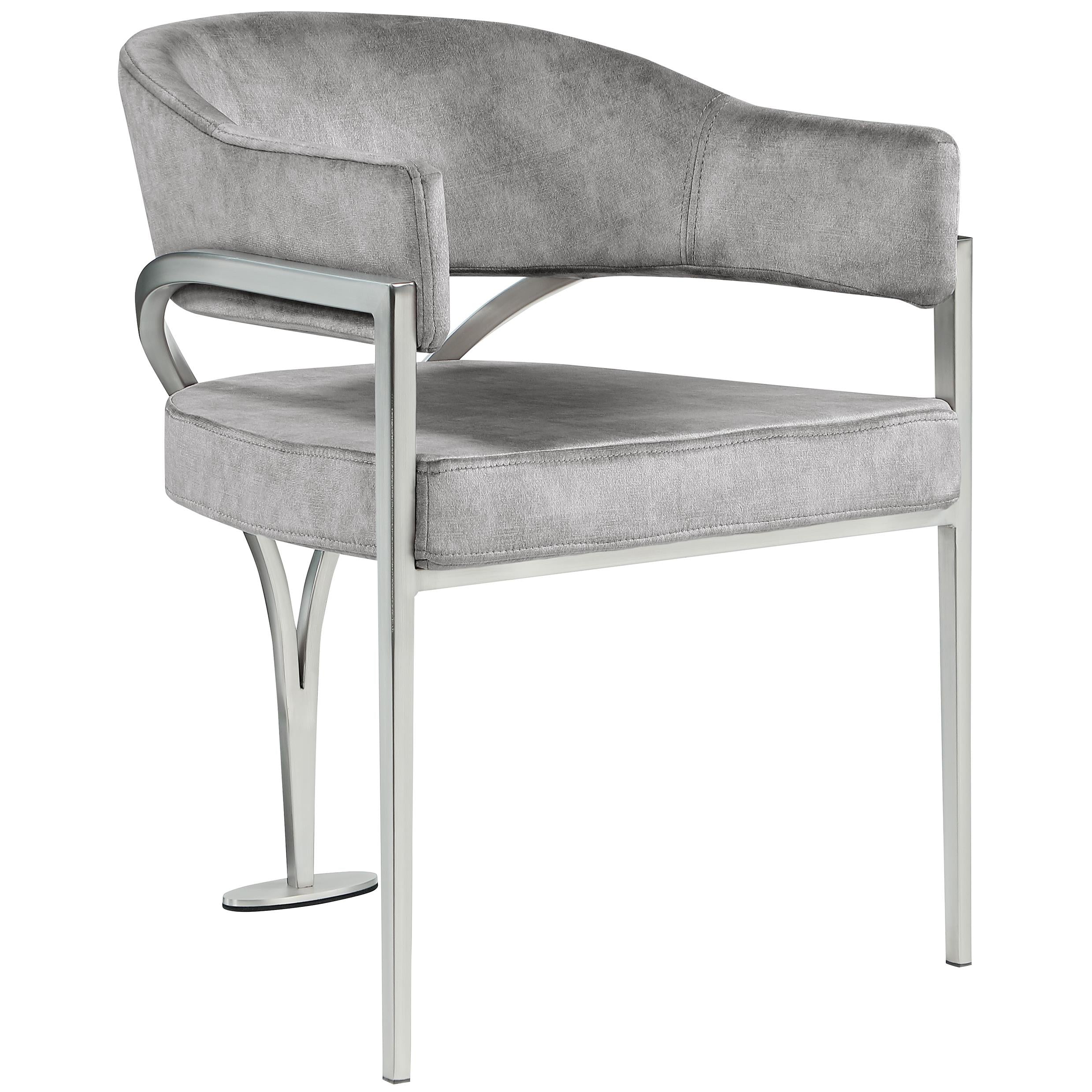 Meridian Madelyn Grey Velvet Dining Chair