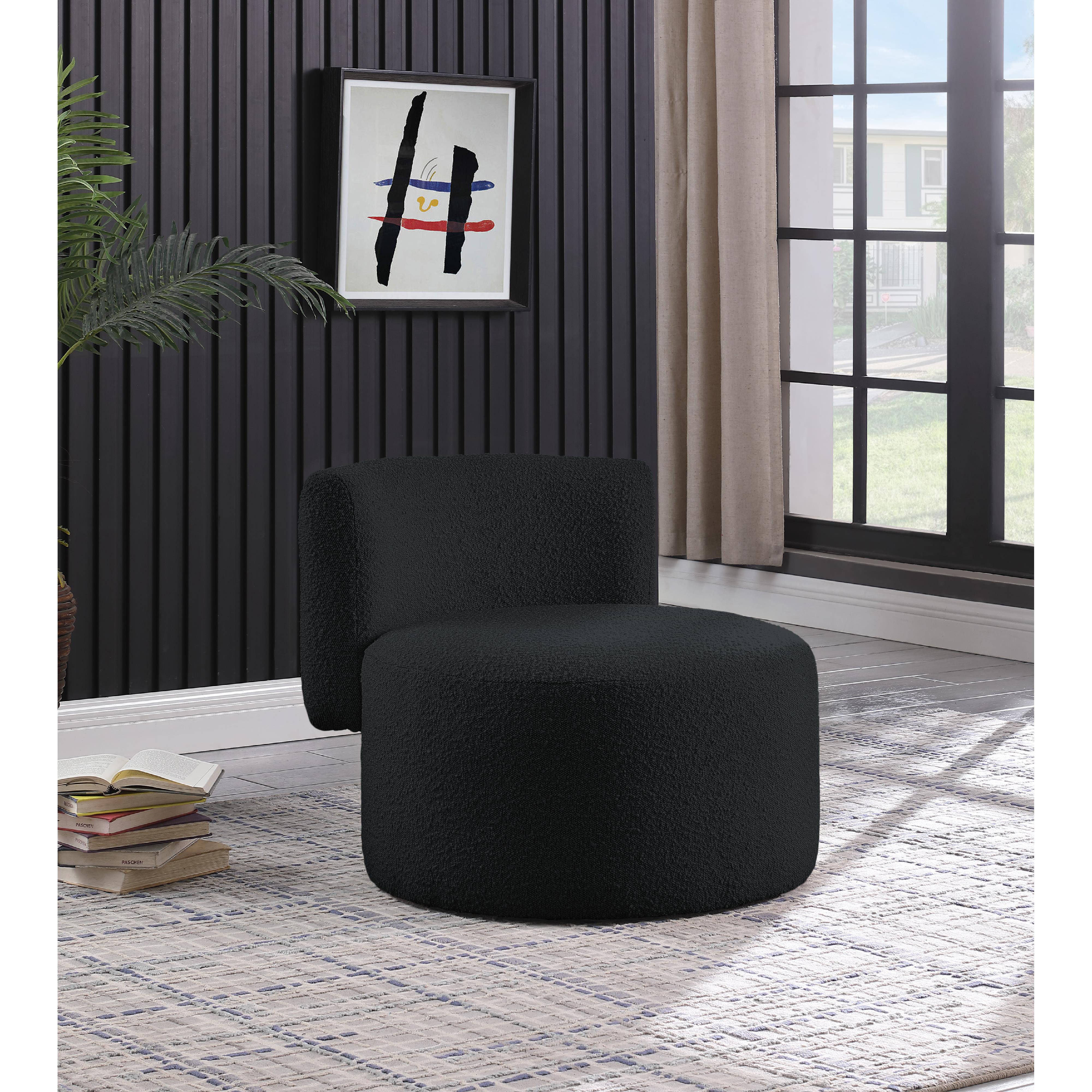 Meridian Como Black Boucle Fabric Accent Chair