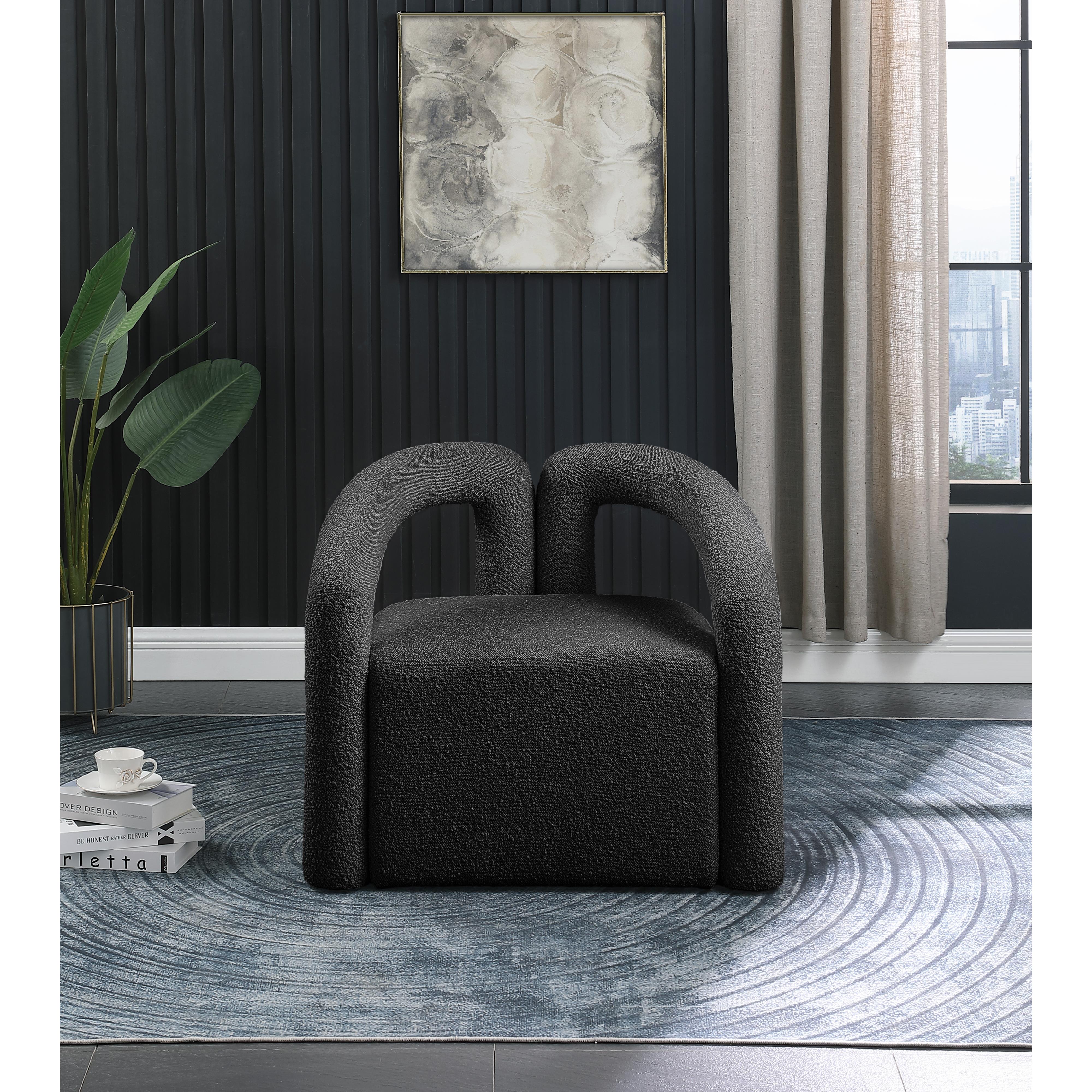 Meridian Otto Black Boucle Fabric Accent Chair