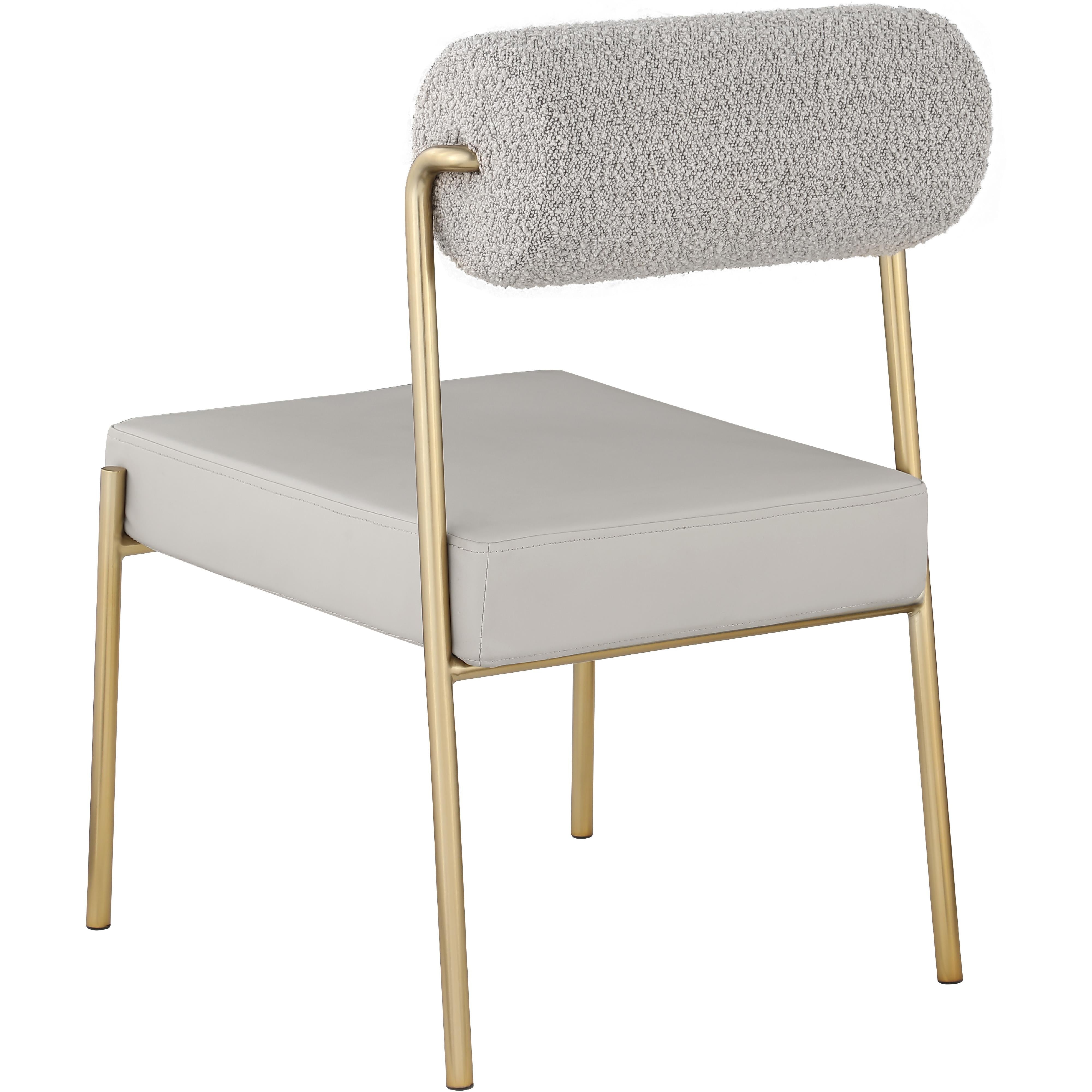 Meridian Carly Taupe Vegan Leather Seat / Boucle Fabric Back Dining Chair