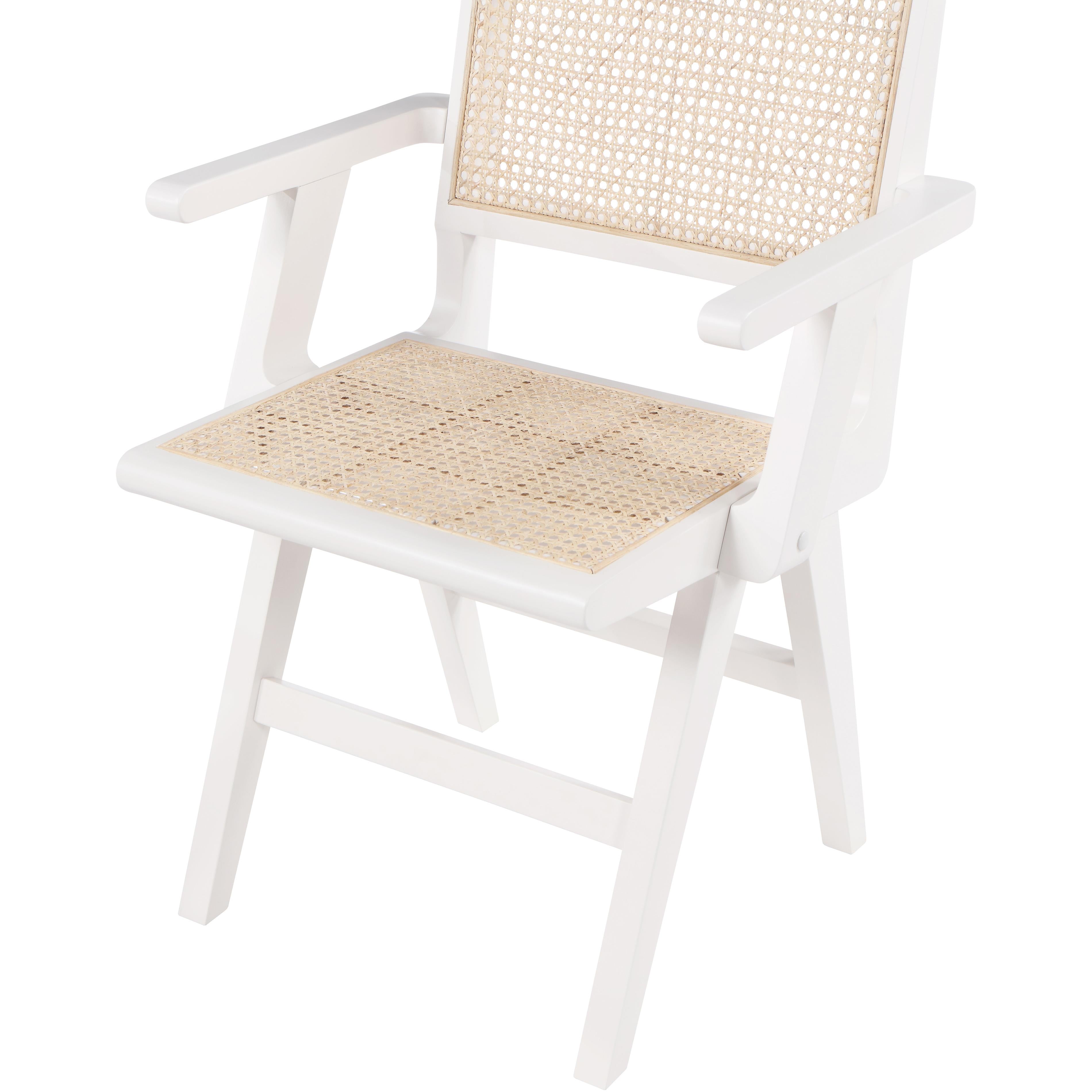 Meridian Preston White Wood Dining Arm Chair