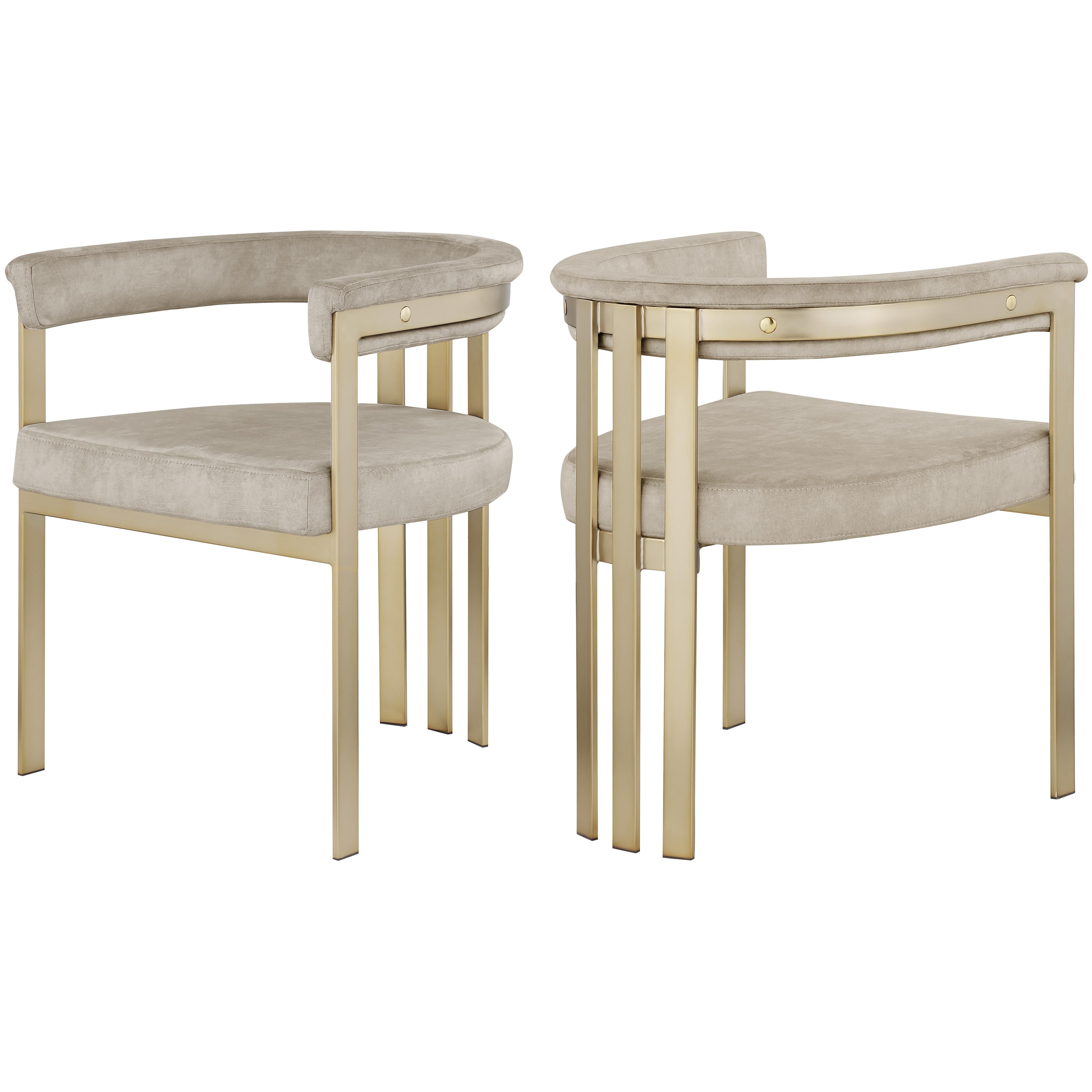Meridian Marcello Stone Colored Velvet Dining Chair