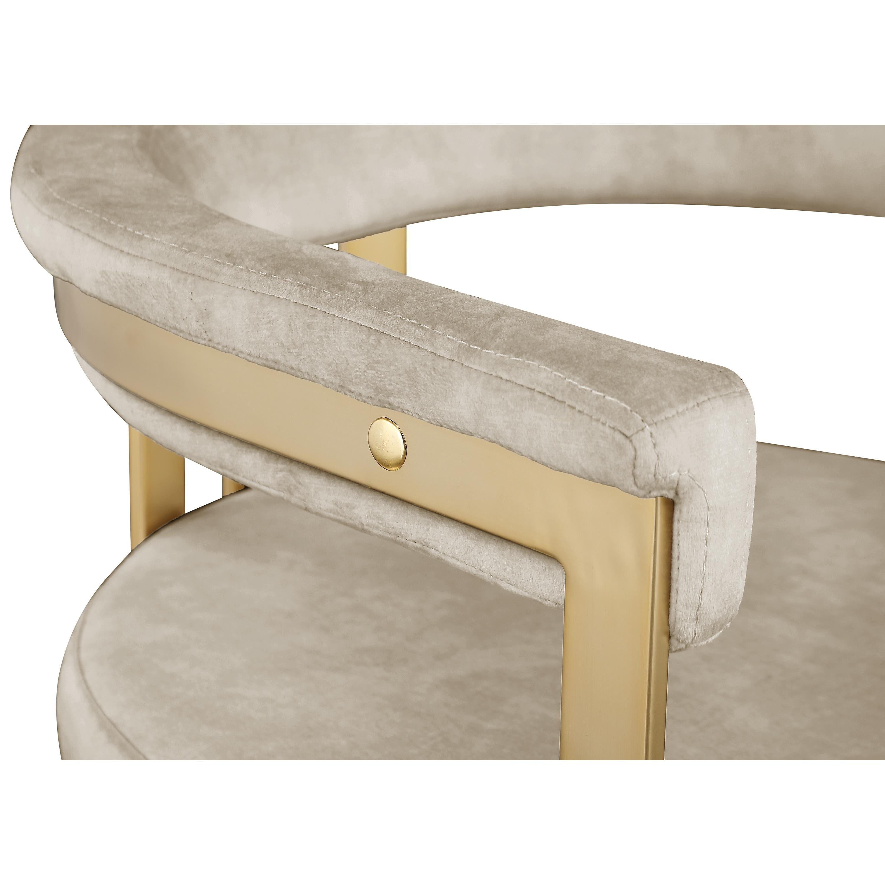 Meridian Marcello Stone Colored Velvet Dining Chair