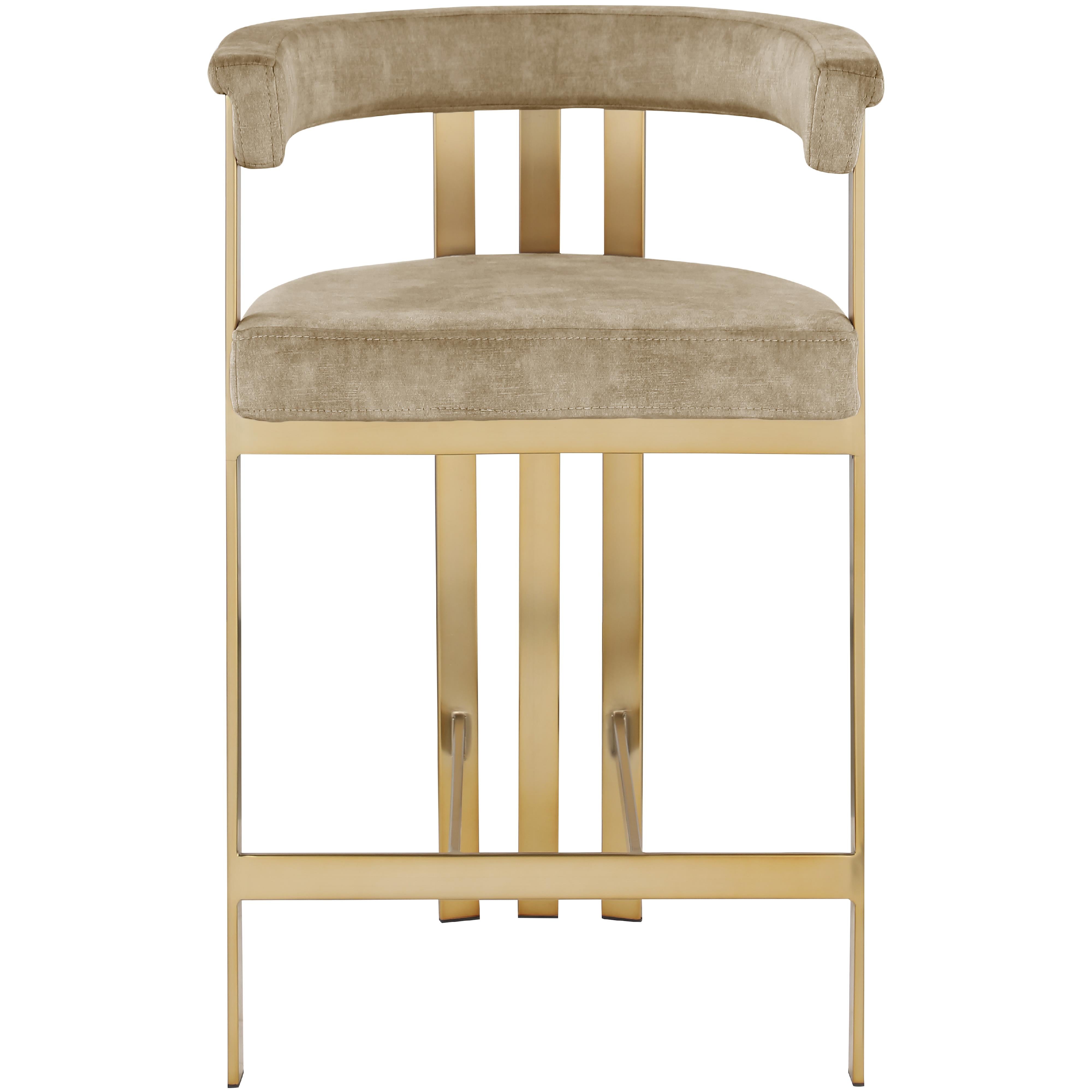 Meridian Marcello Beige Velvet Counter Stool