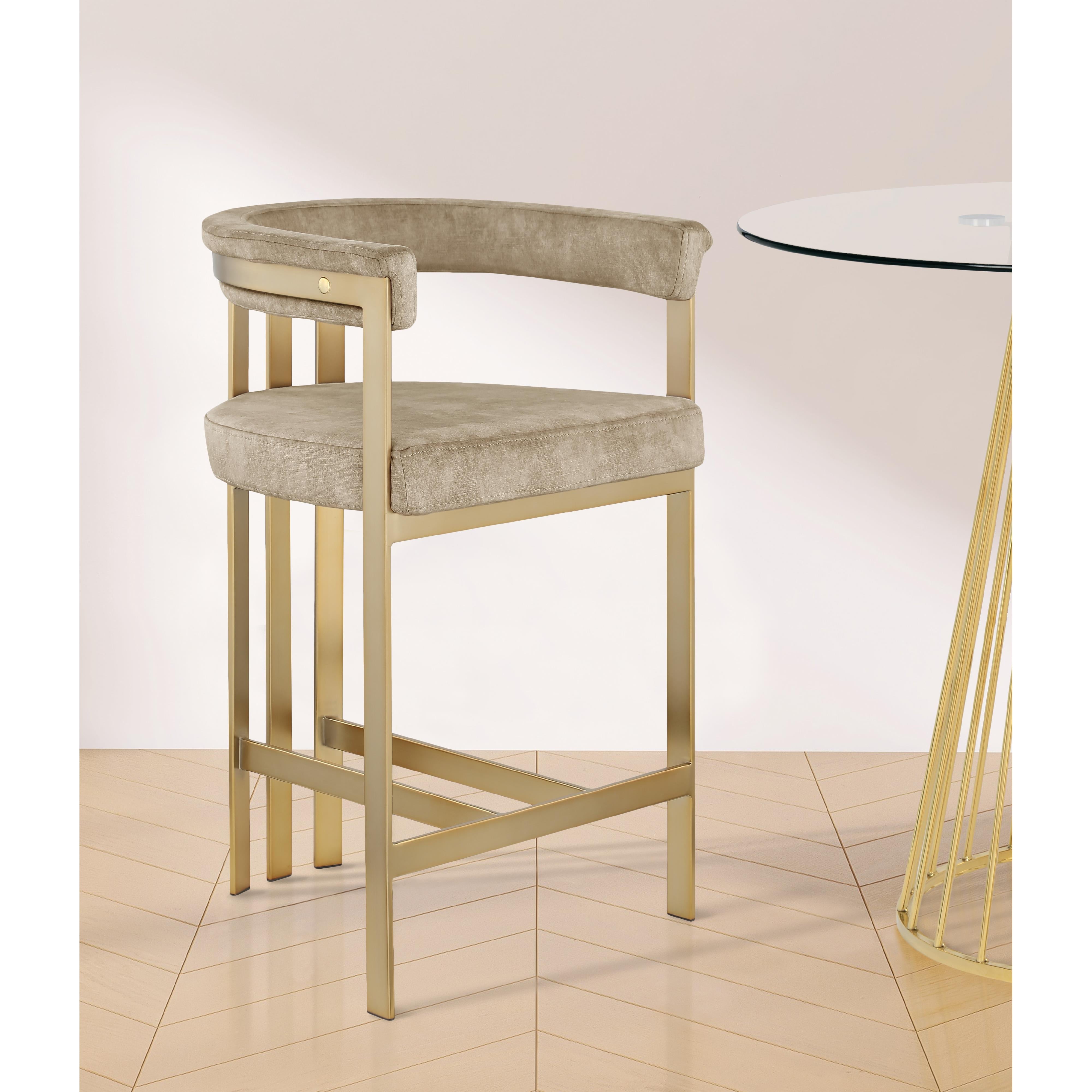 Meridian Marcello Beige Velvet Counter Stool