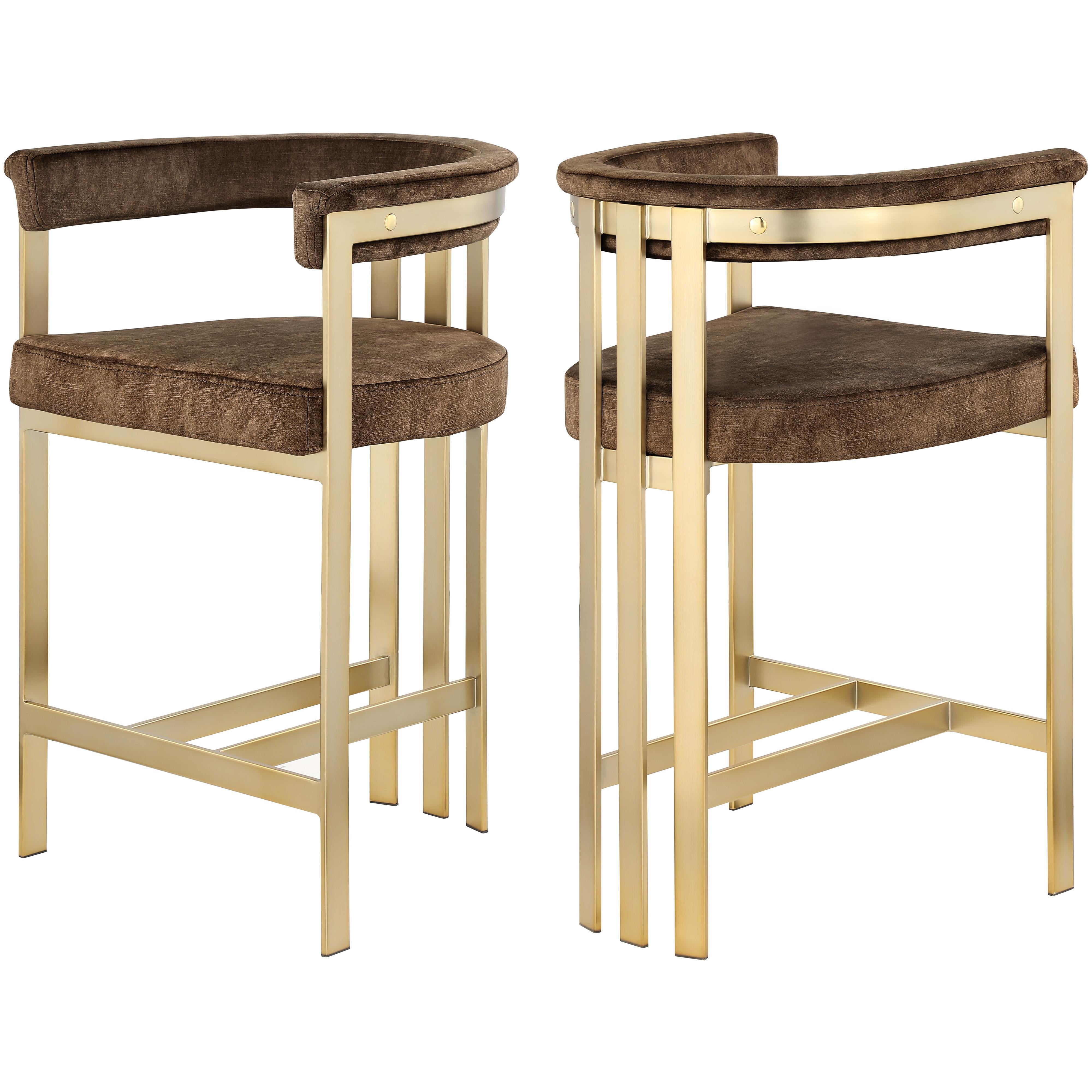 Meridian Marcello Brown Velvet Counter Stool