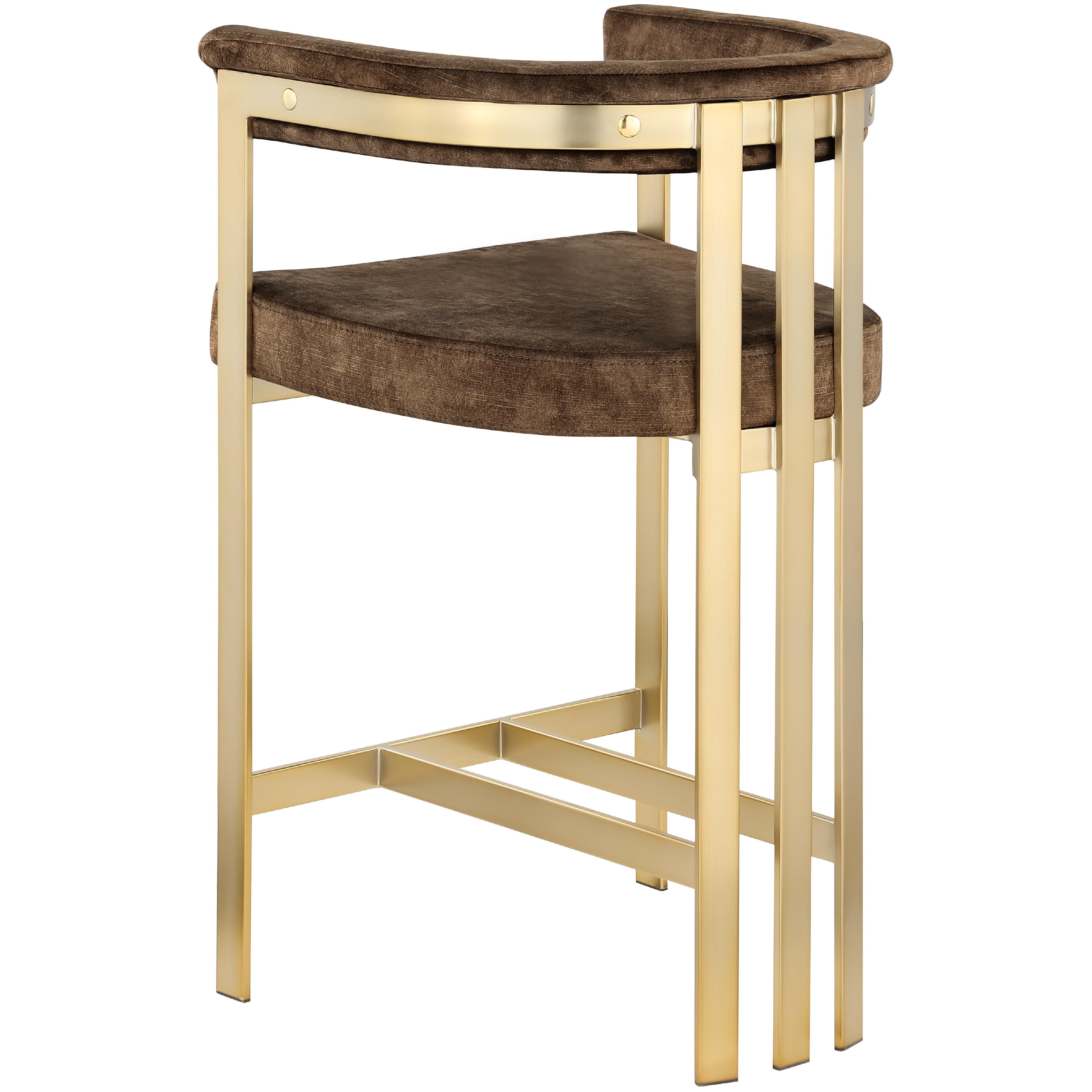 Meridian Marcello Brown Velvet Counter Stool