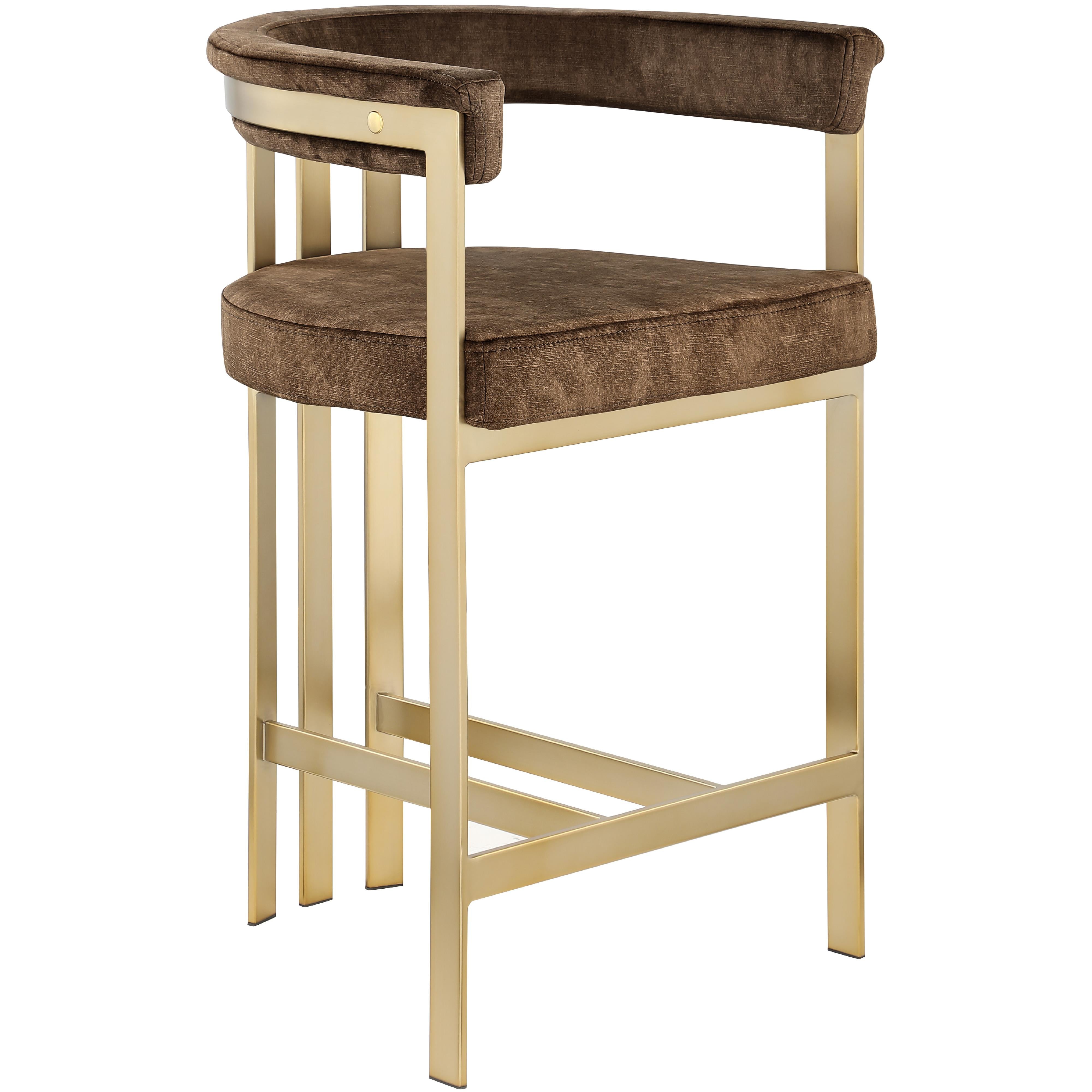 Meridian Marcello Brown Velvet Counter Stool