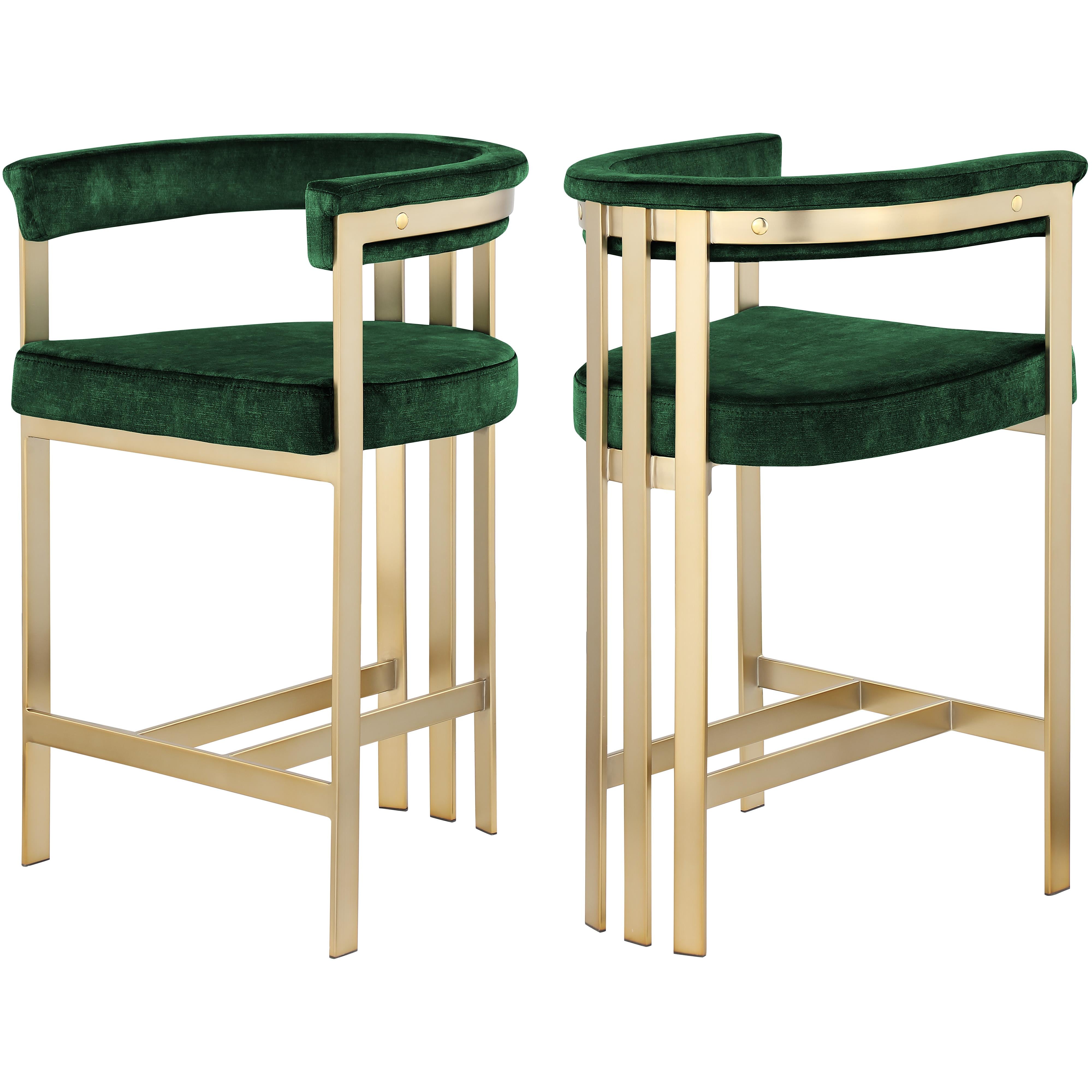 Meridian Marcello Green Velvet Counter Stool