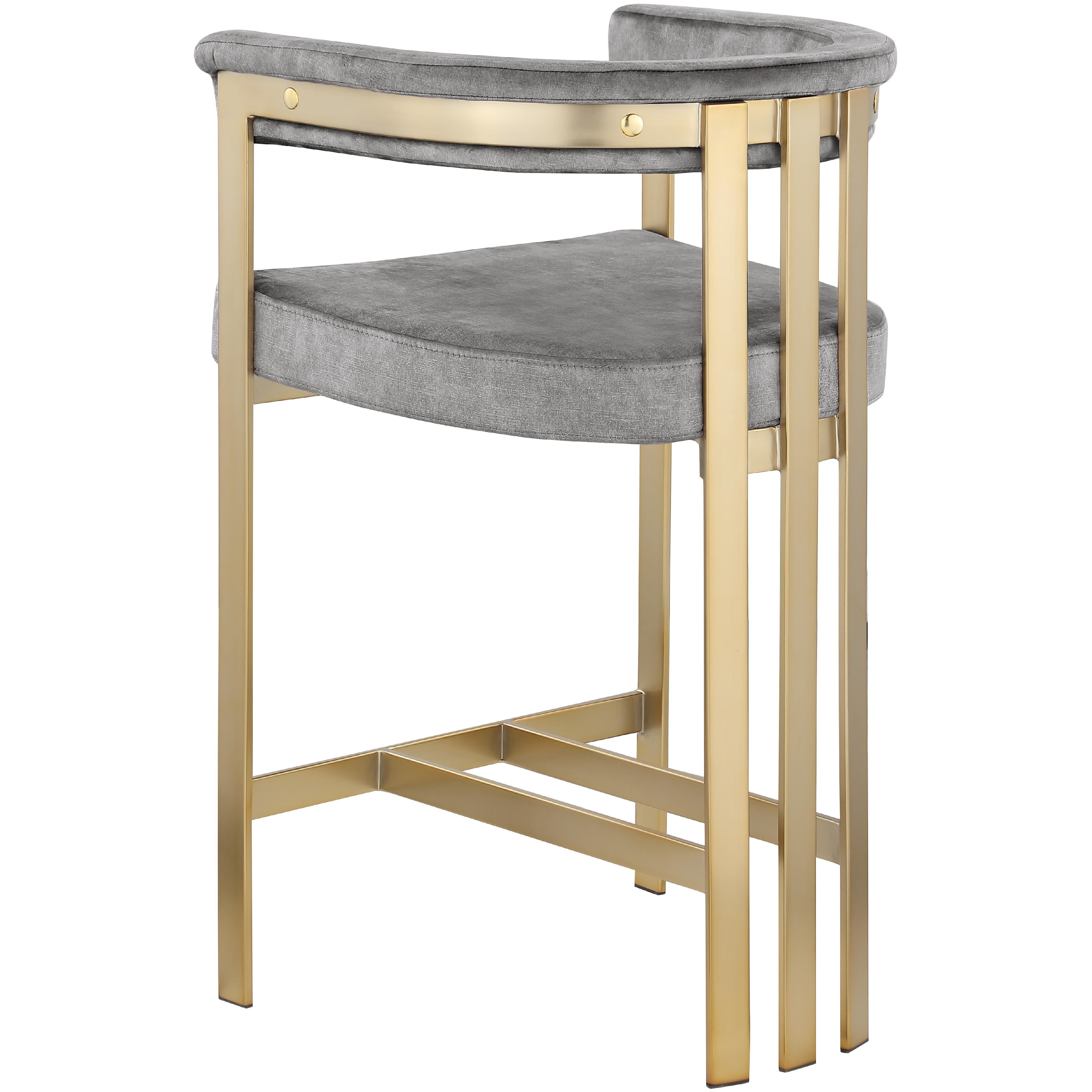 Meridian Marcello Grey Velvet Counter Stool