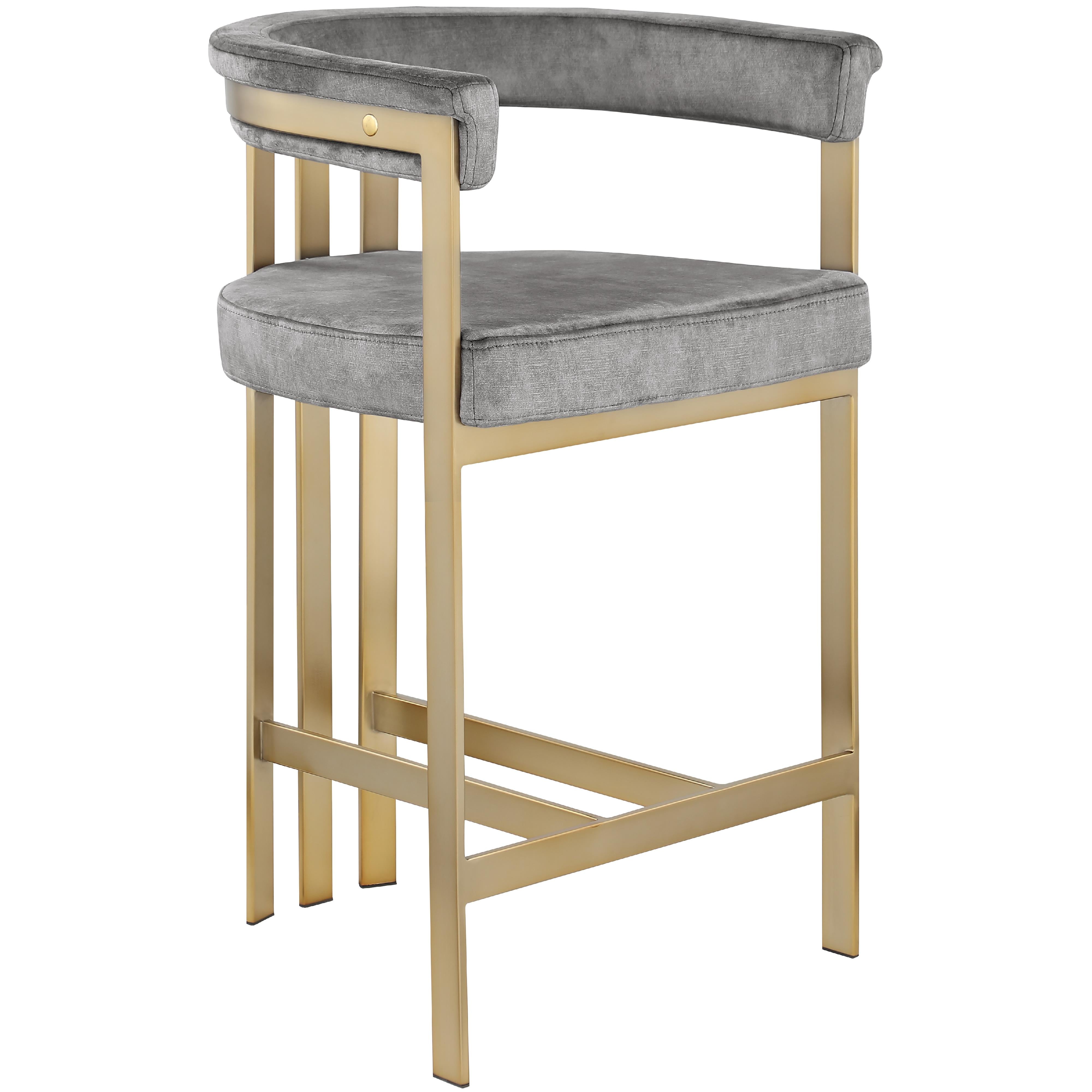 Meridian Marcello Grey Velvet Counter Stool