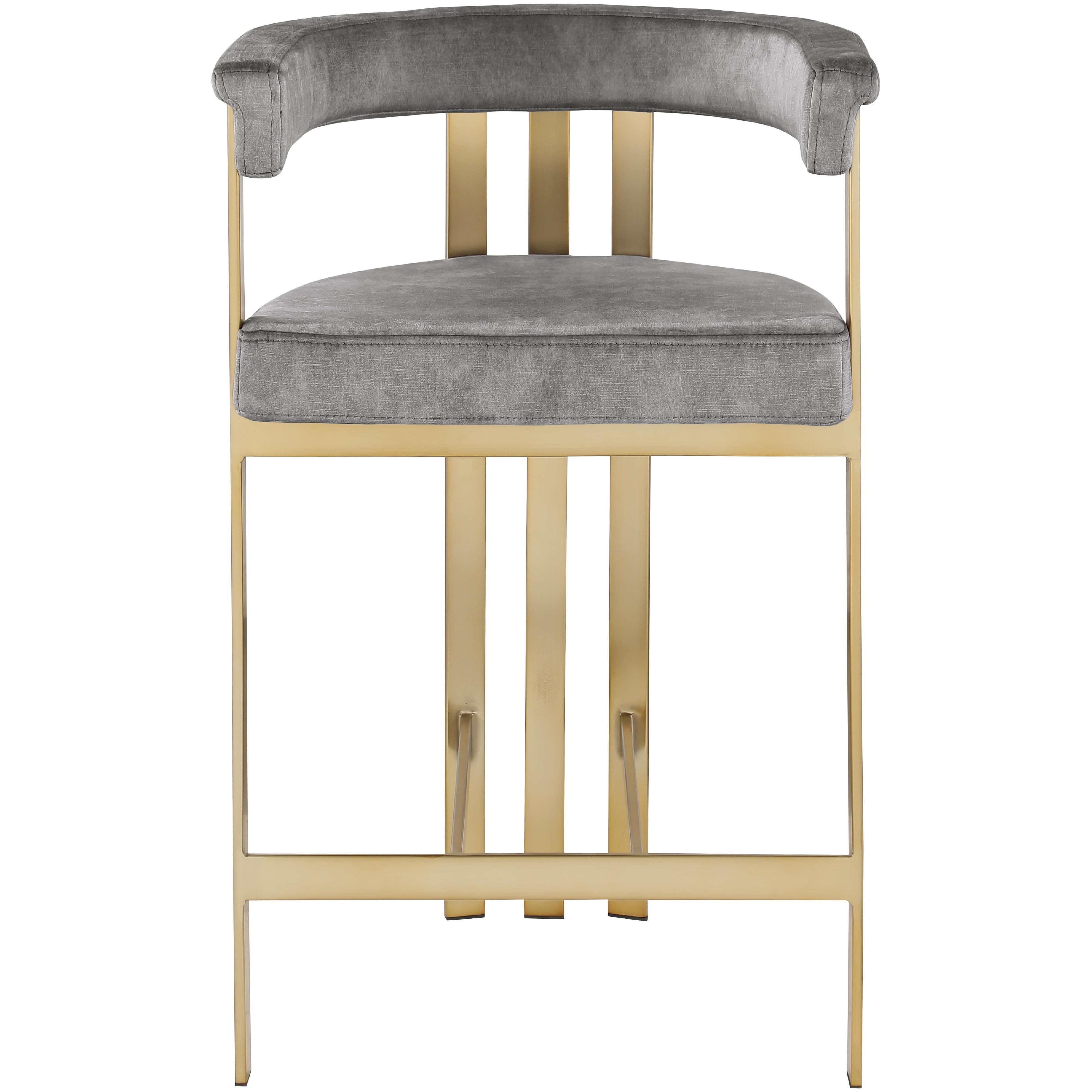 Meridian Marcello Grey Velvet Counter Stool
