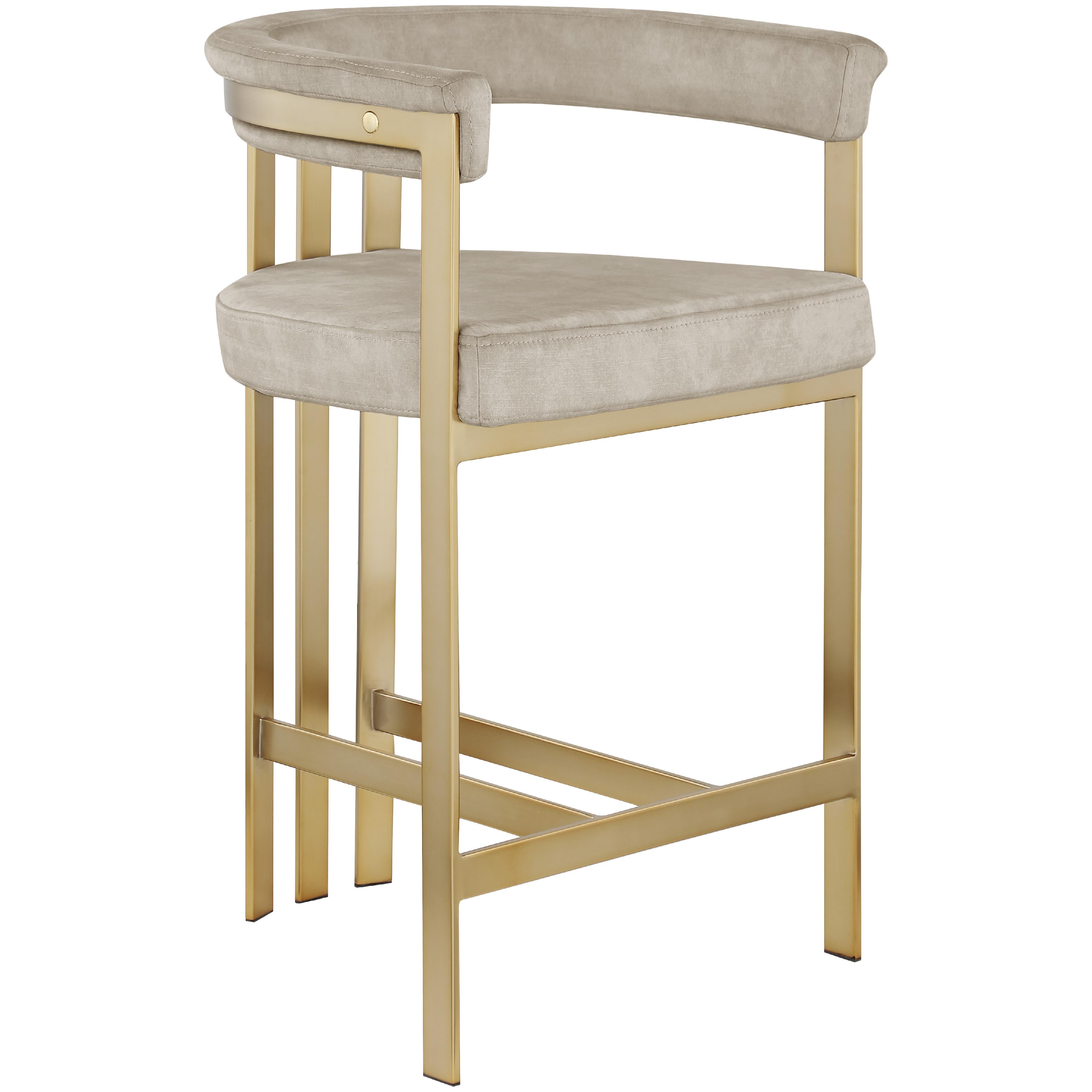 Meridian Marcello Stone Colored Velvet Counter Stool