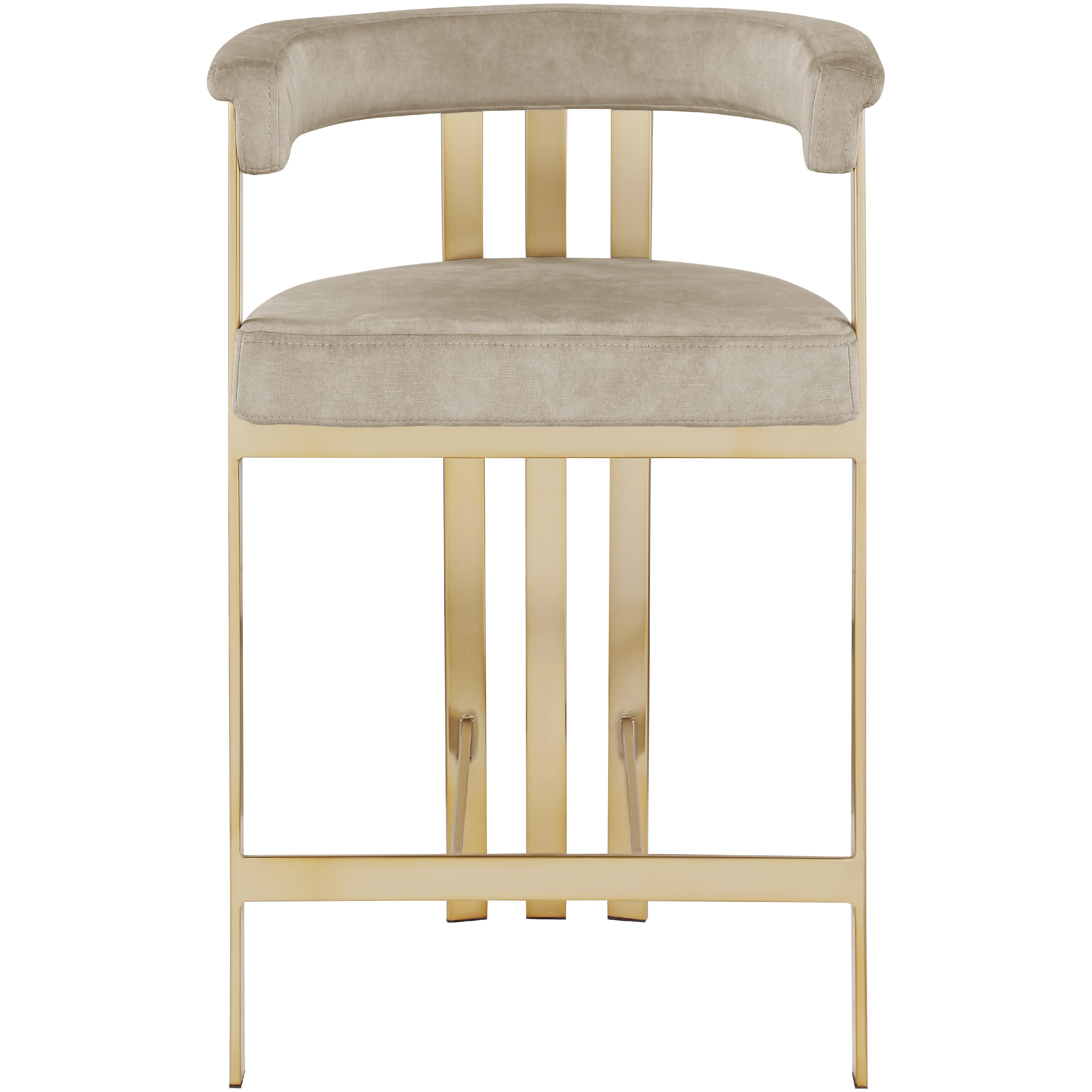 Meridian Marcello Stone Colored Velvet Counter Stool