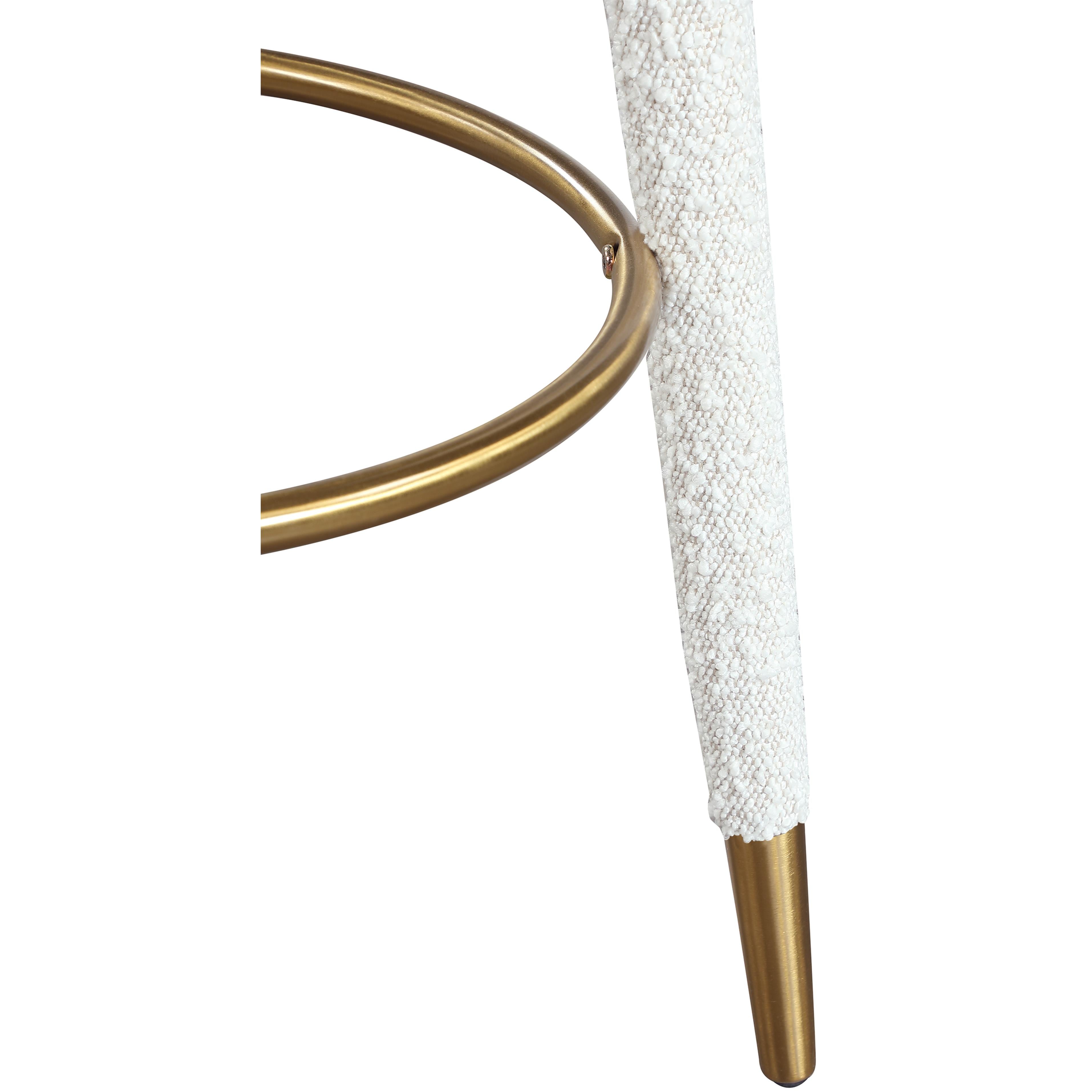 Meridian Coral Cream Boucle Fabric Bar Stool