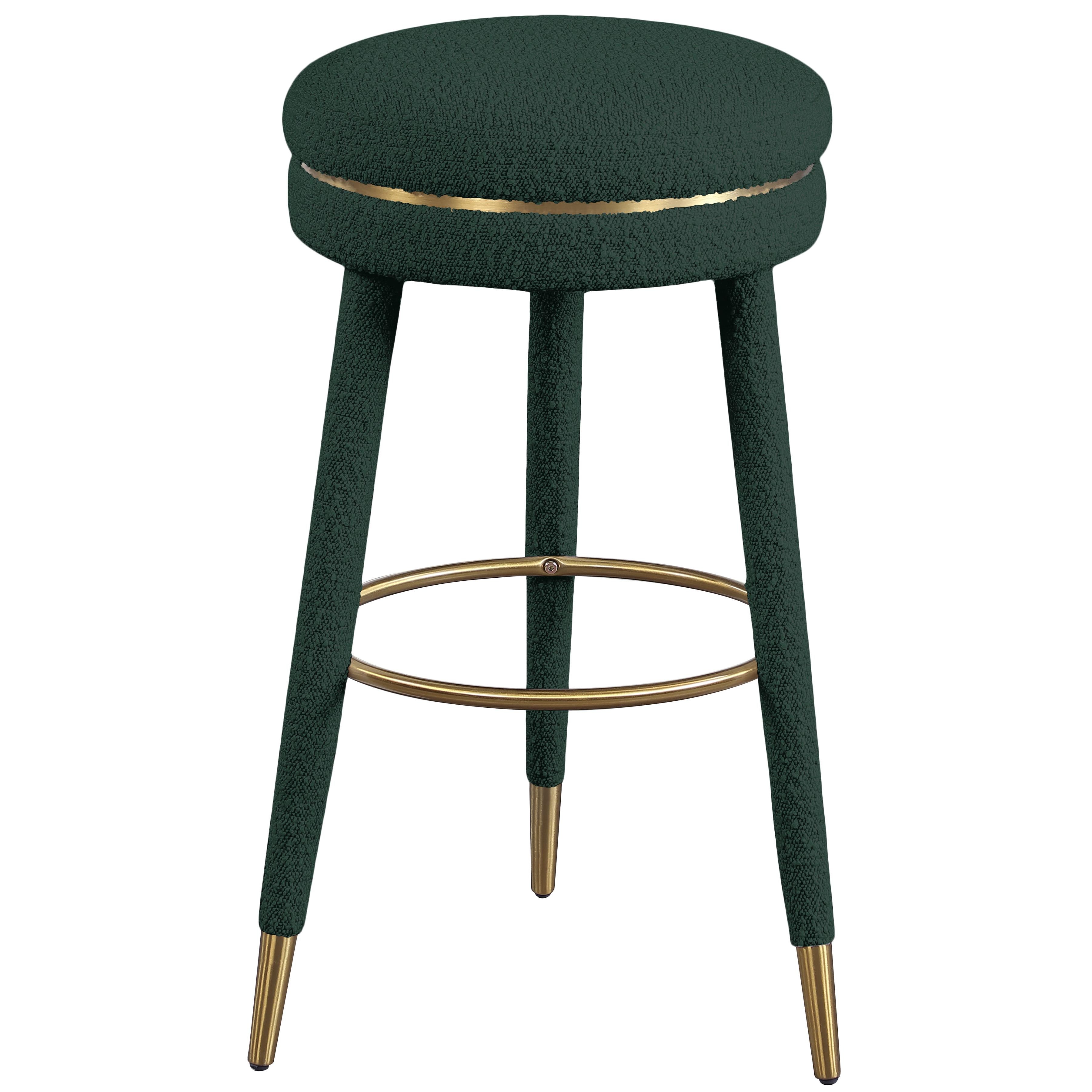 Meridian Coral Green Boucle Fabric Bar Stool