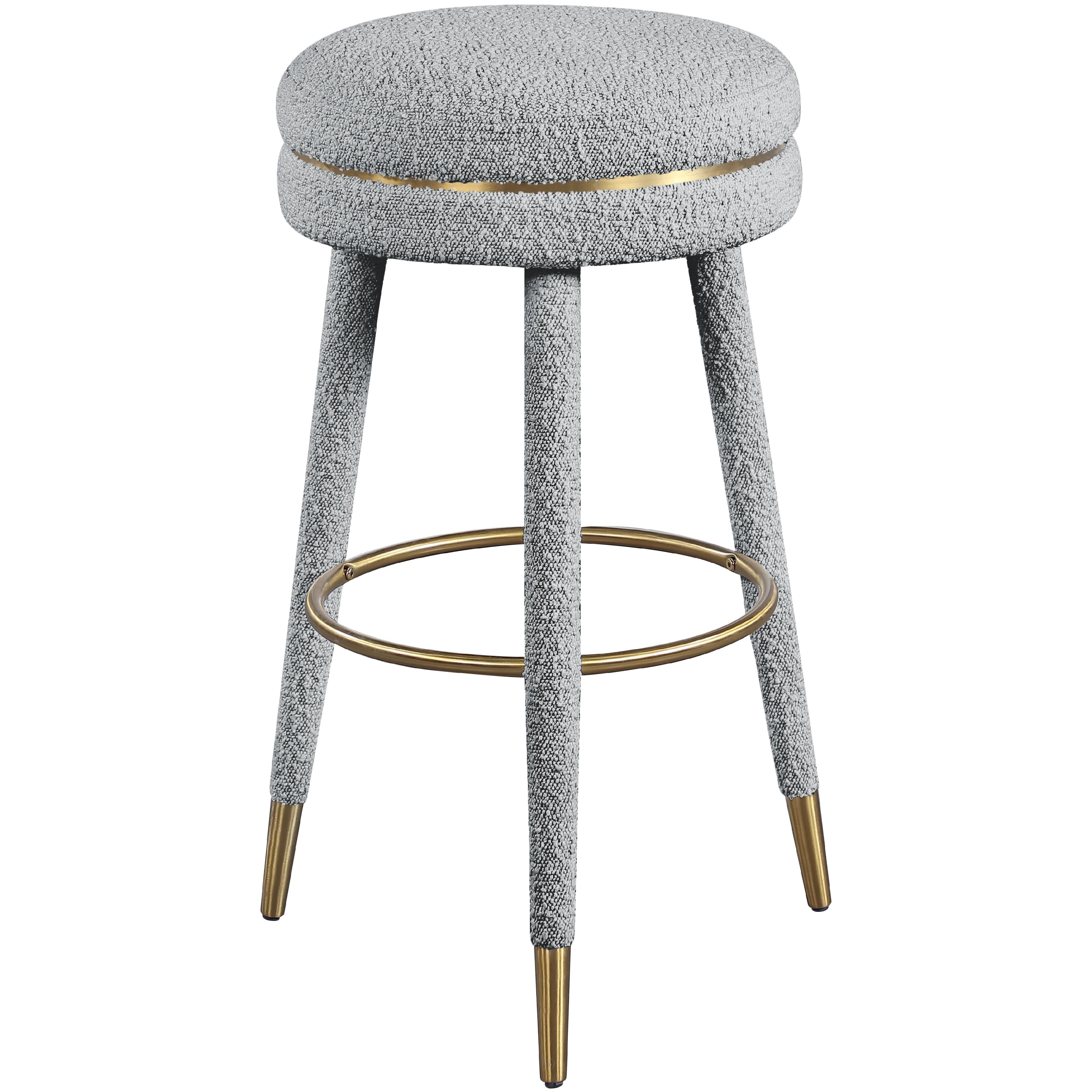 Meridian Coral Grey Boucle Fabric Bar Stool