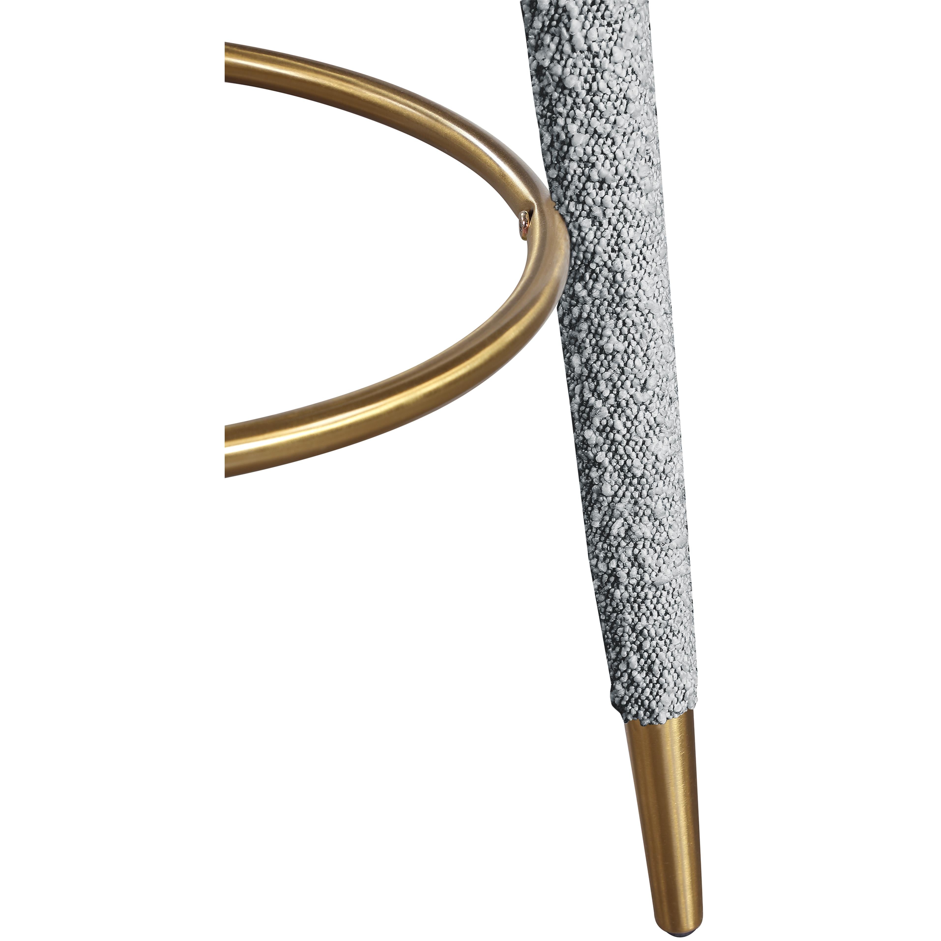 Meridian Coral Grey Boucle Fabric Bar Stool