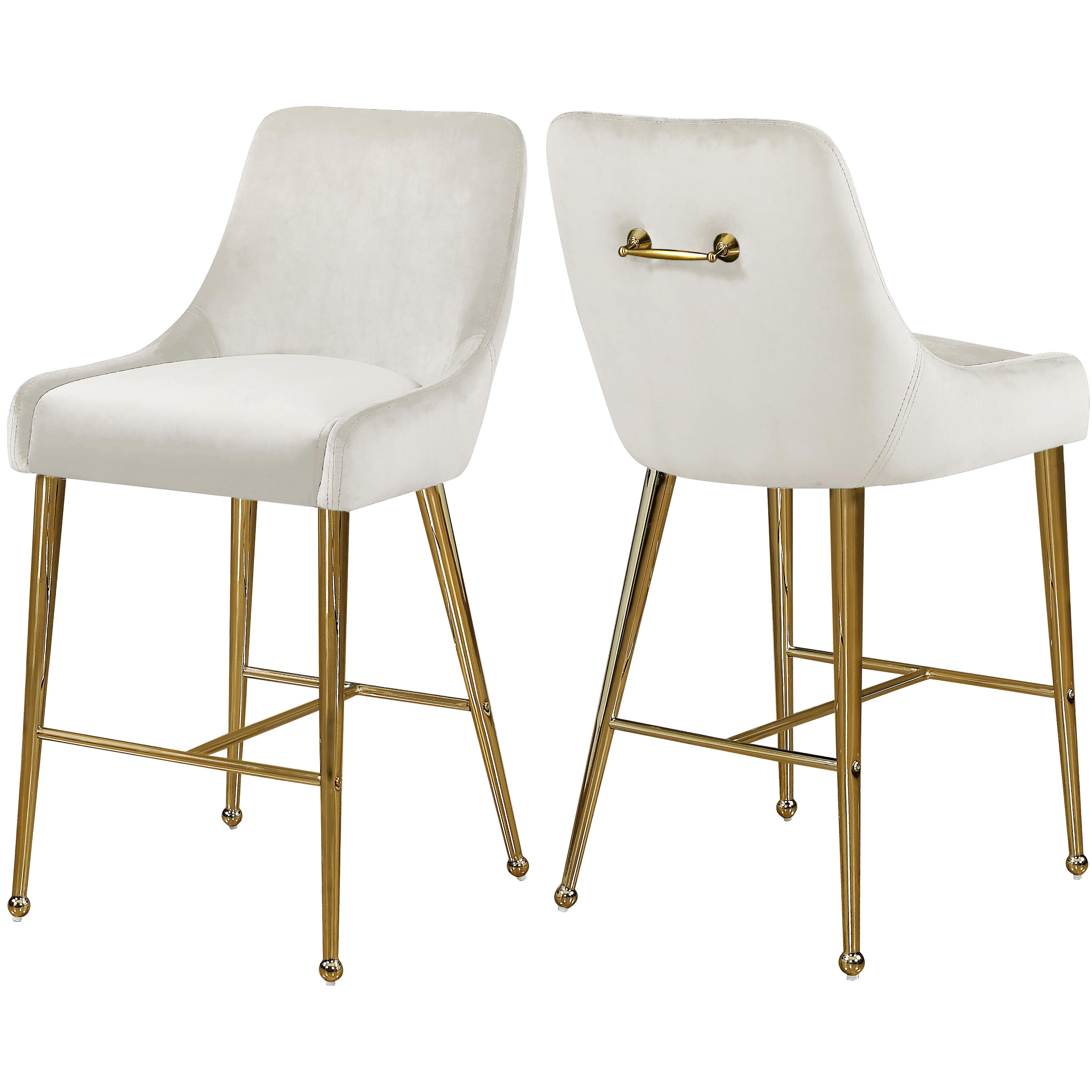 Meridian Owen Cream Velvet Stool
