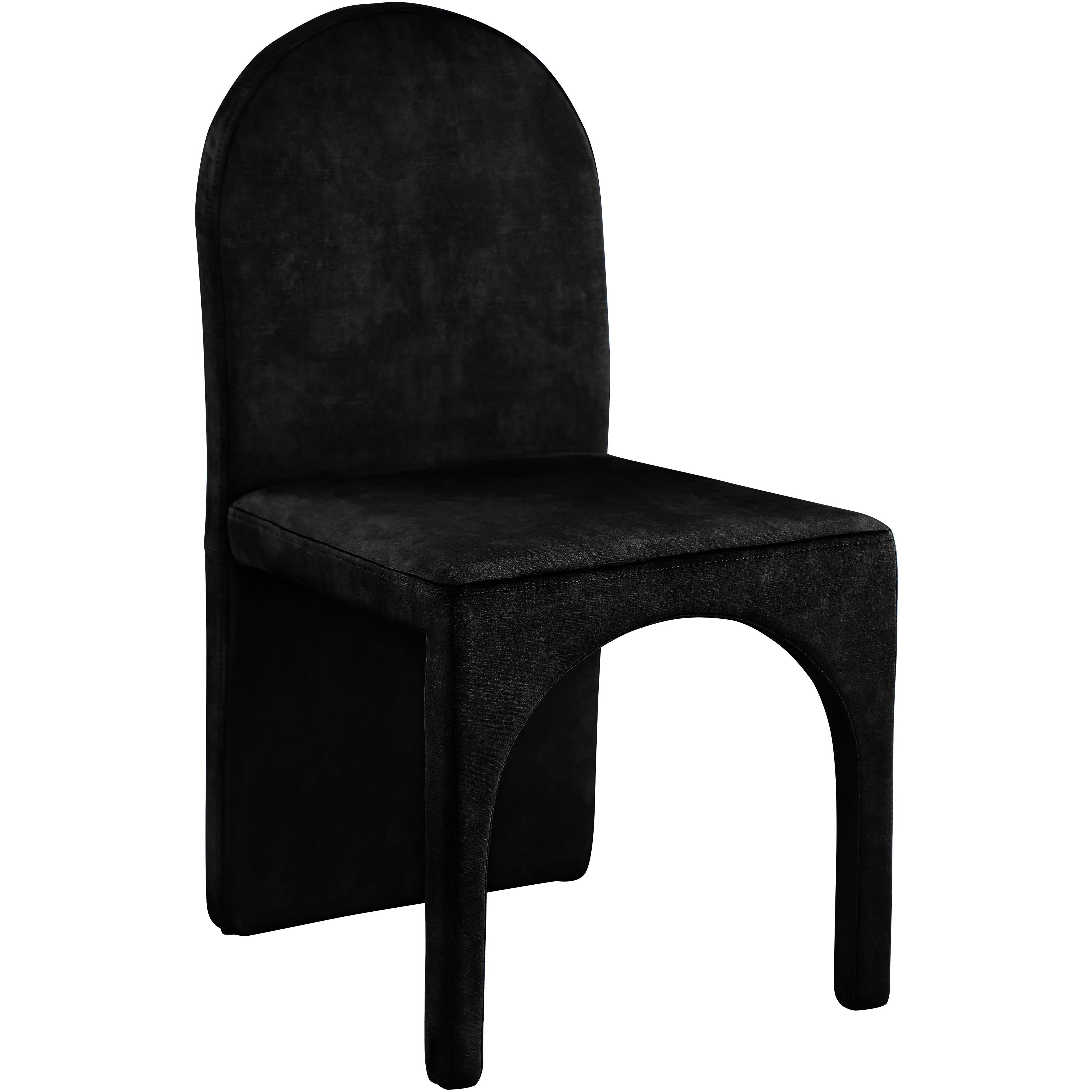 Meridian Summer Black Velvet Dining Side Chair