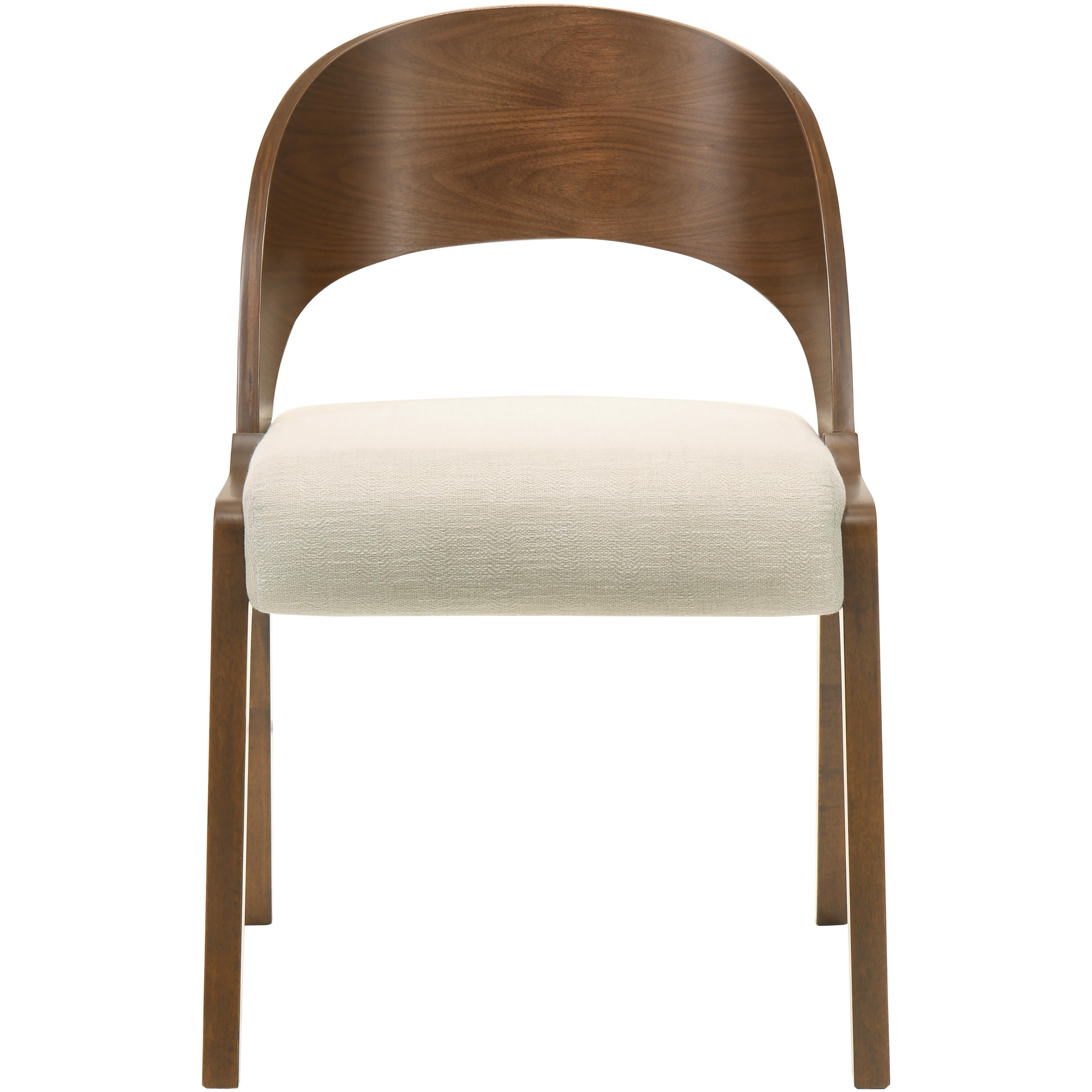 Meridian Woodson Beige Linen Textured Fabric Dining Chair