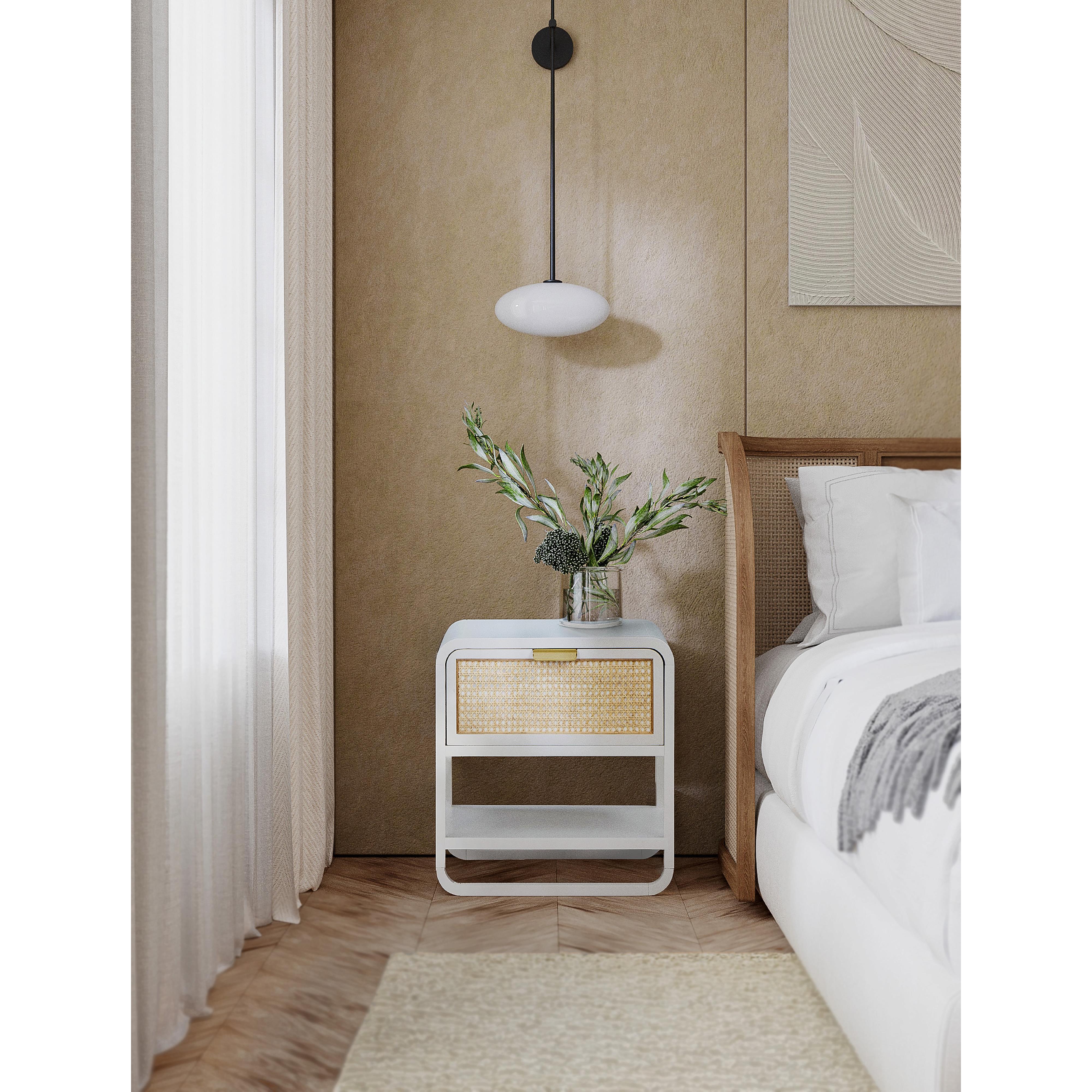 Meridian Sage White Wood Veneer Night Stand