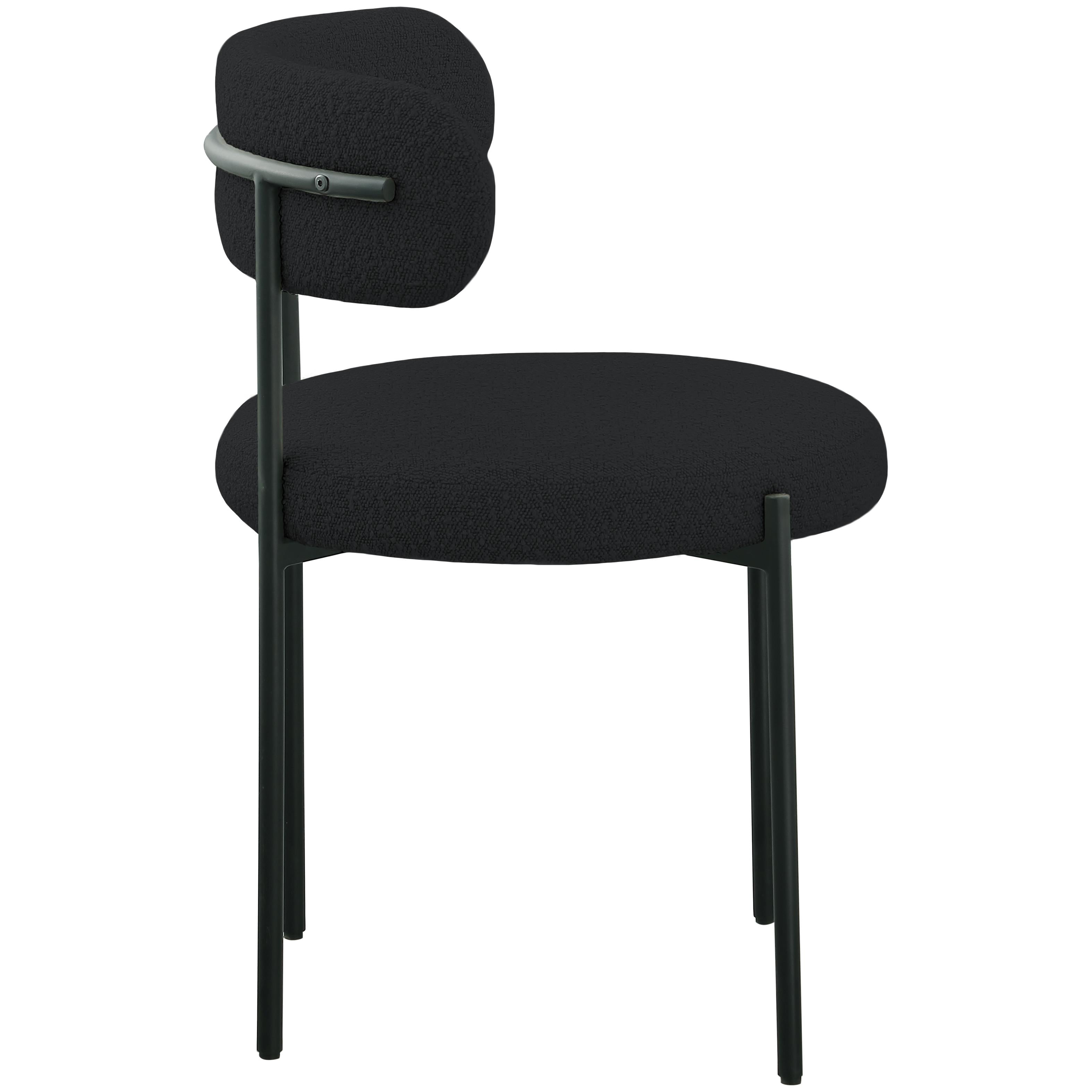 Meridian Beacon Black Boucle Fabric Dining Chair