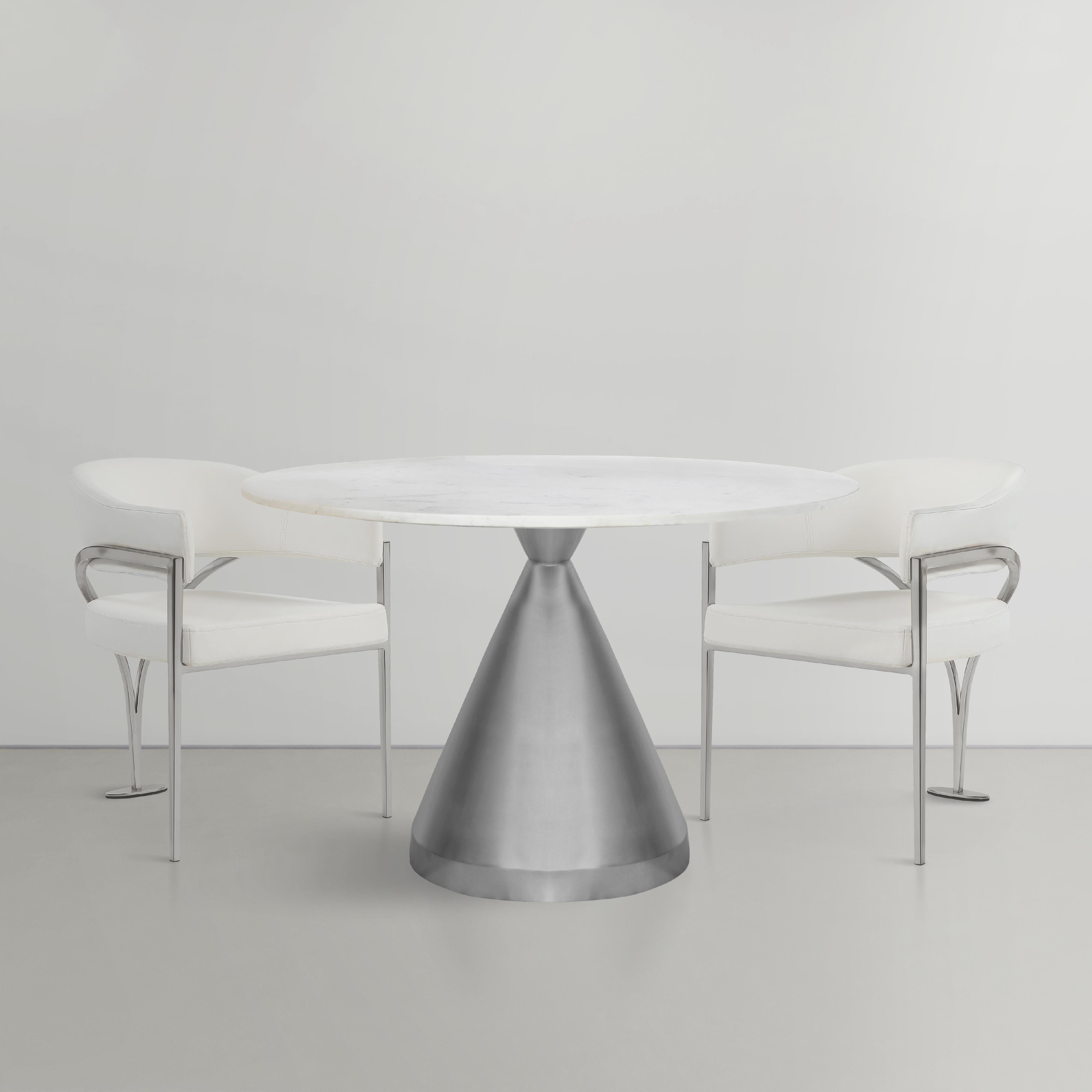 Meridian Emery White Marble Dining Table