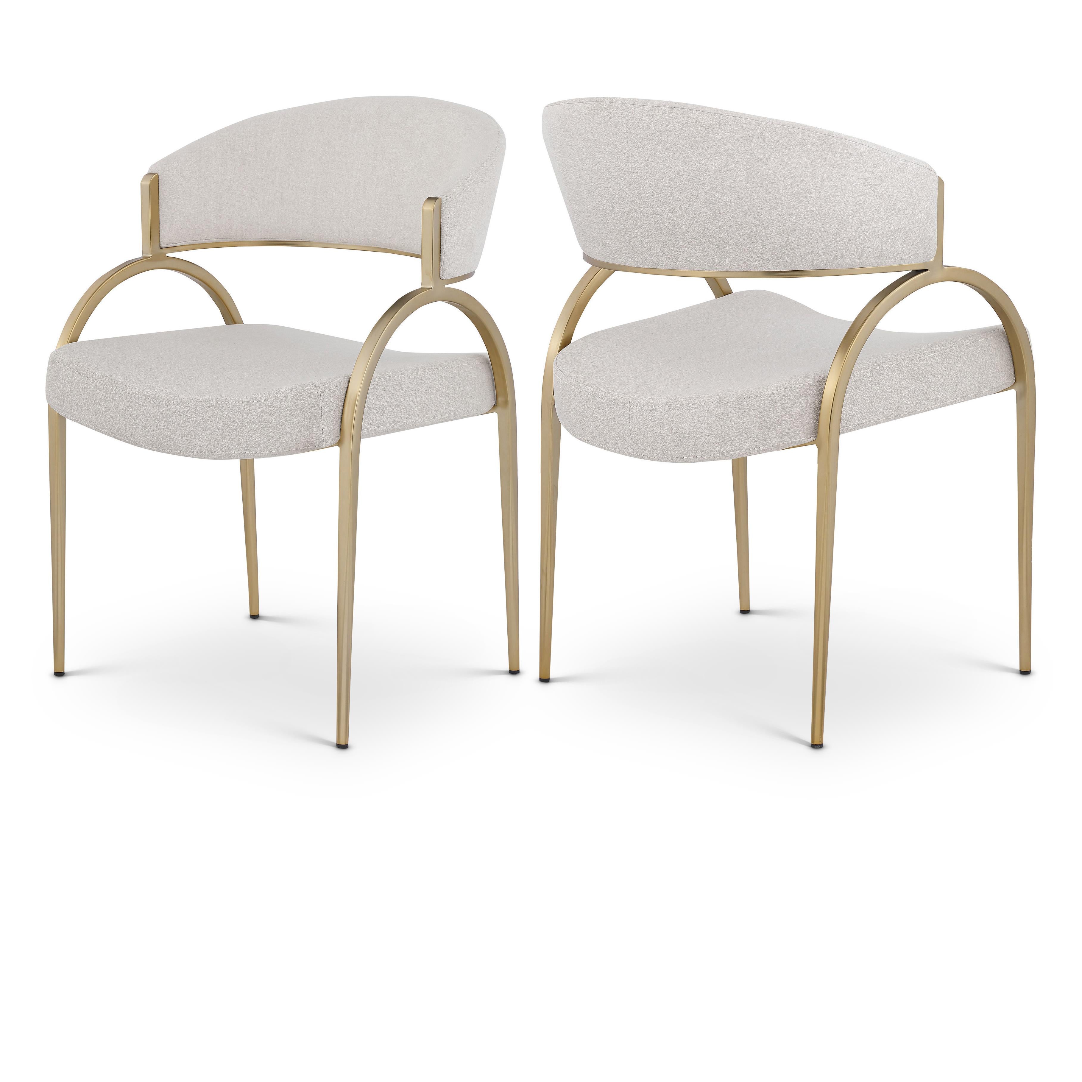 Meridian Privet Beige Linen Textured Fabric Dining Chair