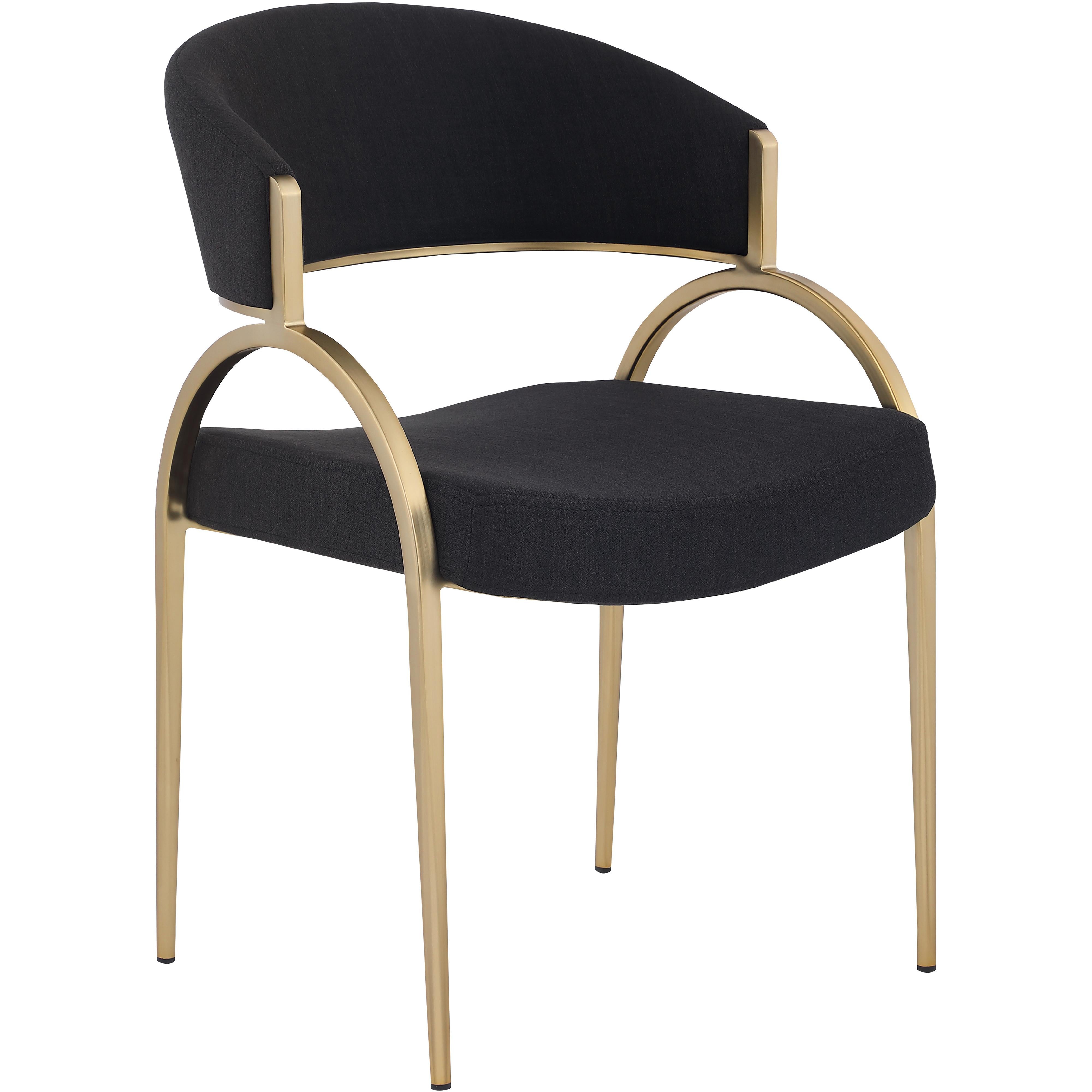 Meridian Privet Black Linen Textured Fabric Dining Chair