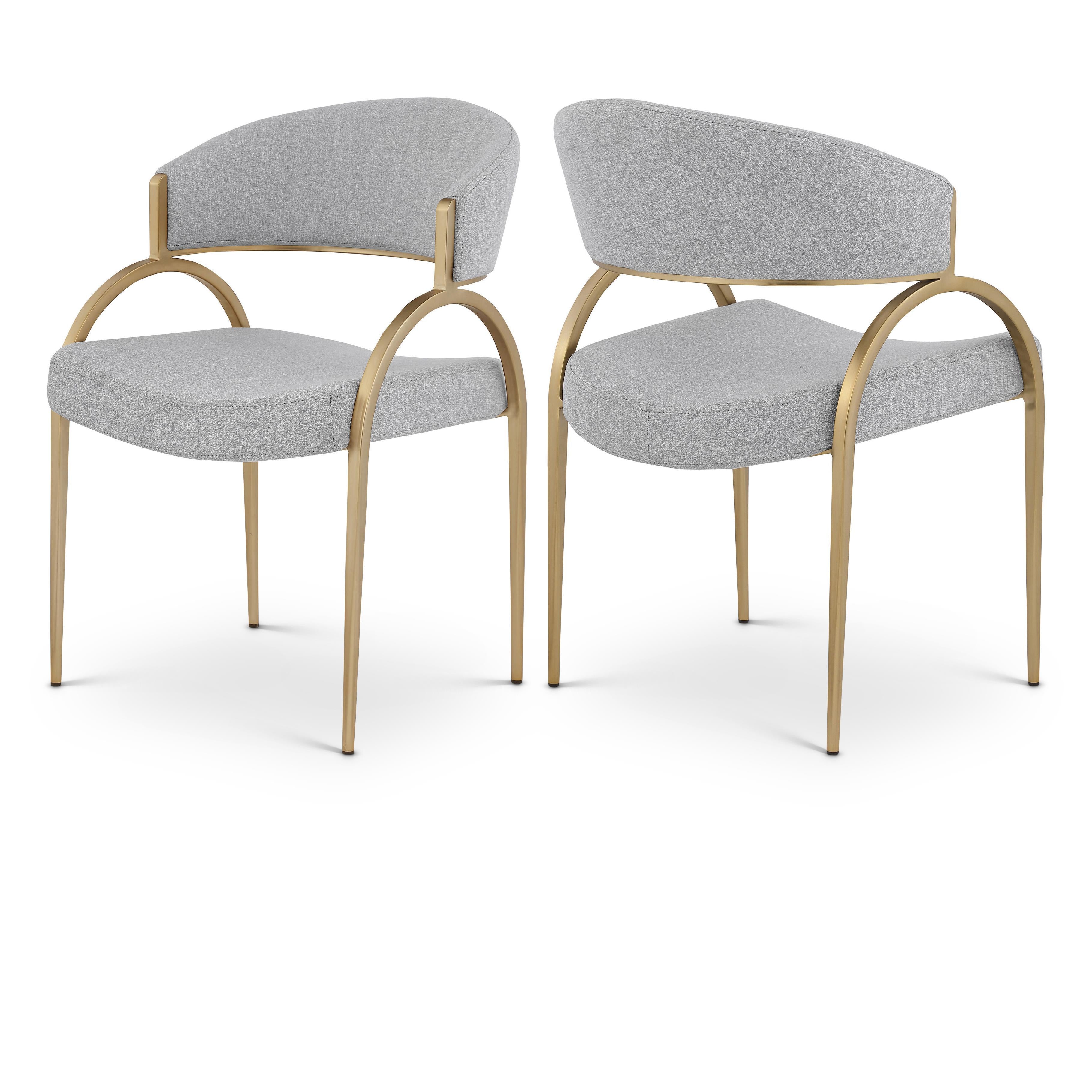 Meridian Privet Grey Linen Textured Fabric Dining Chair