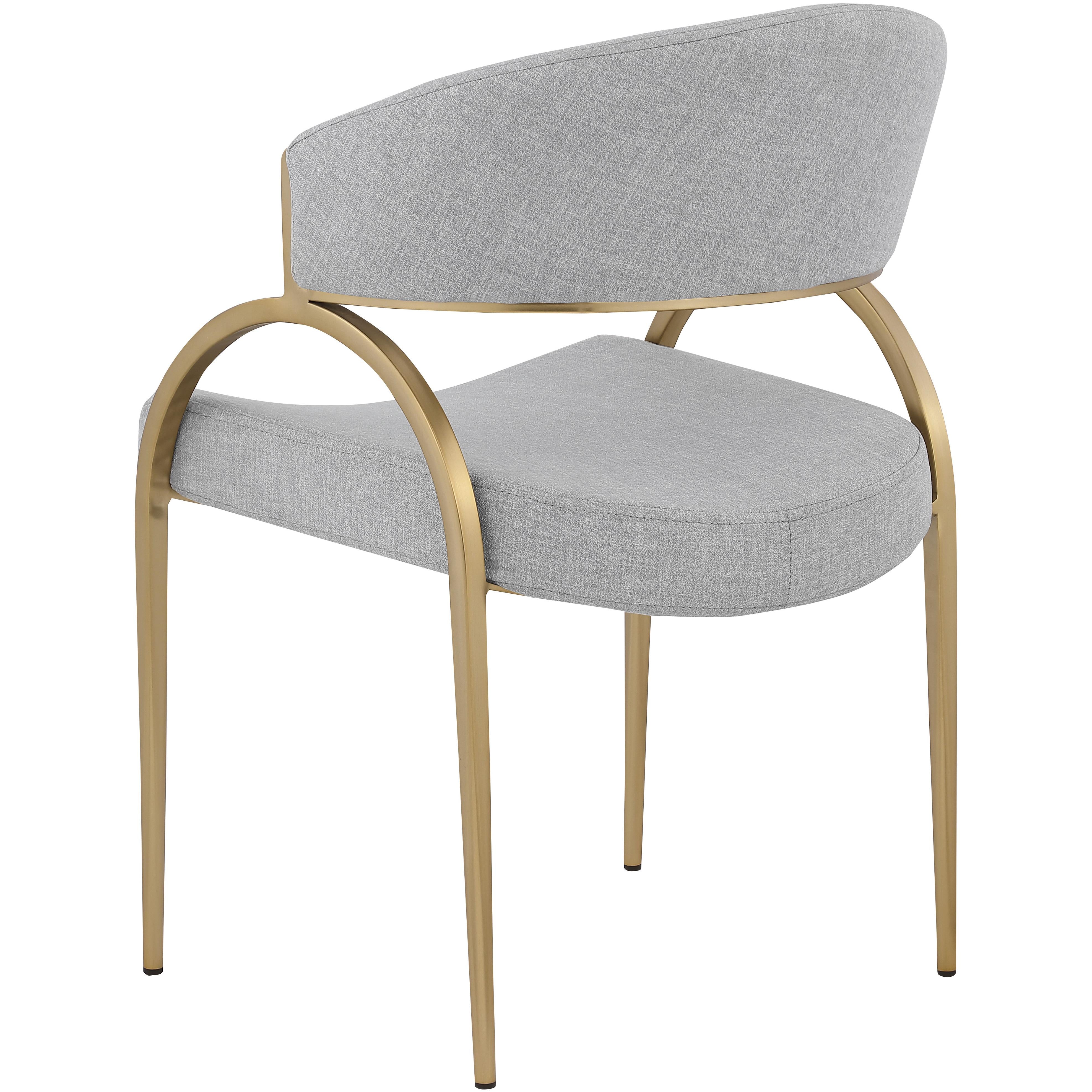 Meridian Privet Grey Linen Textured Fabric Dining Chair