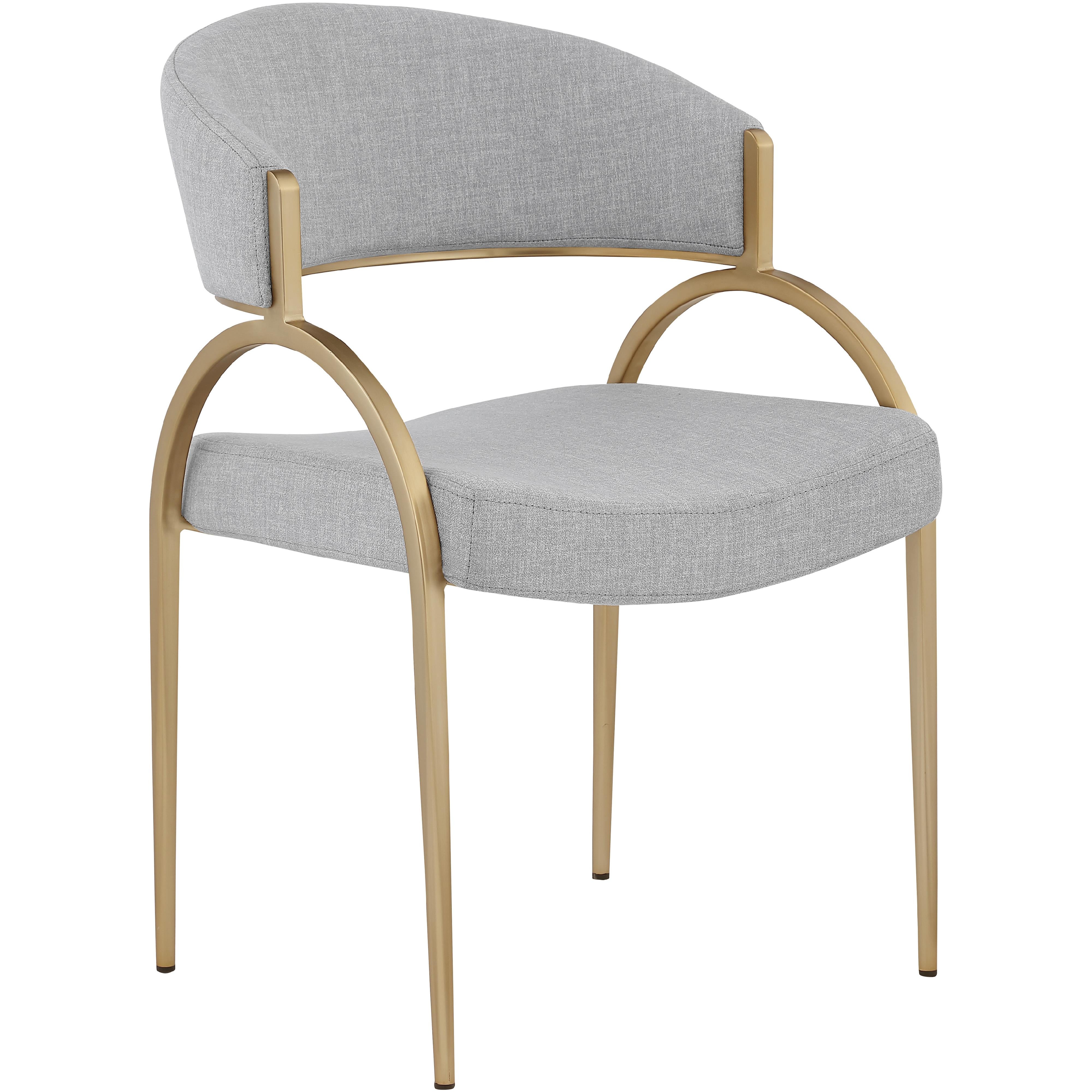 Meridian Privet Grey Linen Textured Fabric Dining Chair