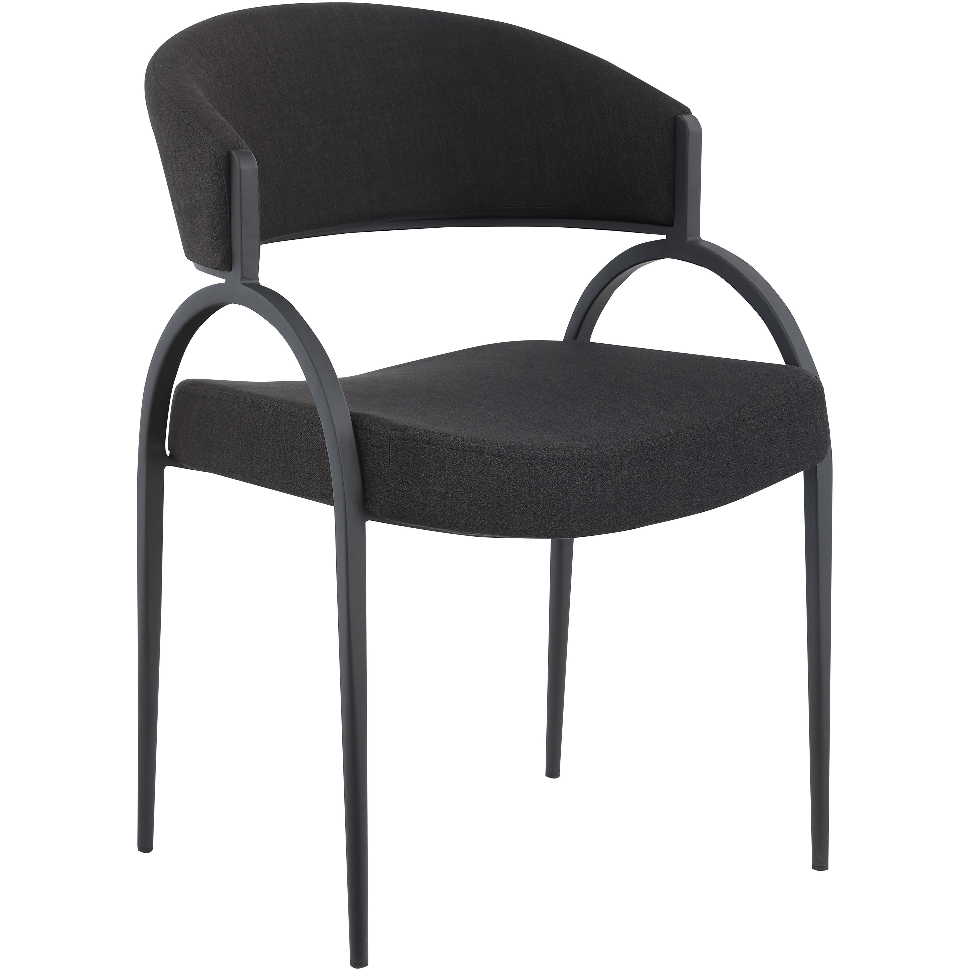 Meridian Privet Black Linen Textured Fabric Dining Chair