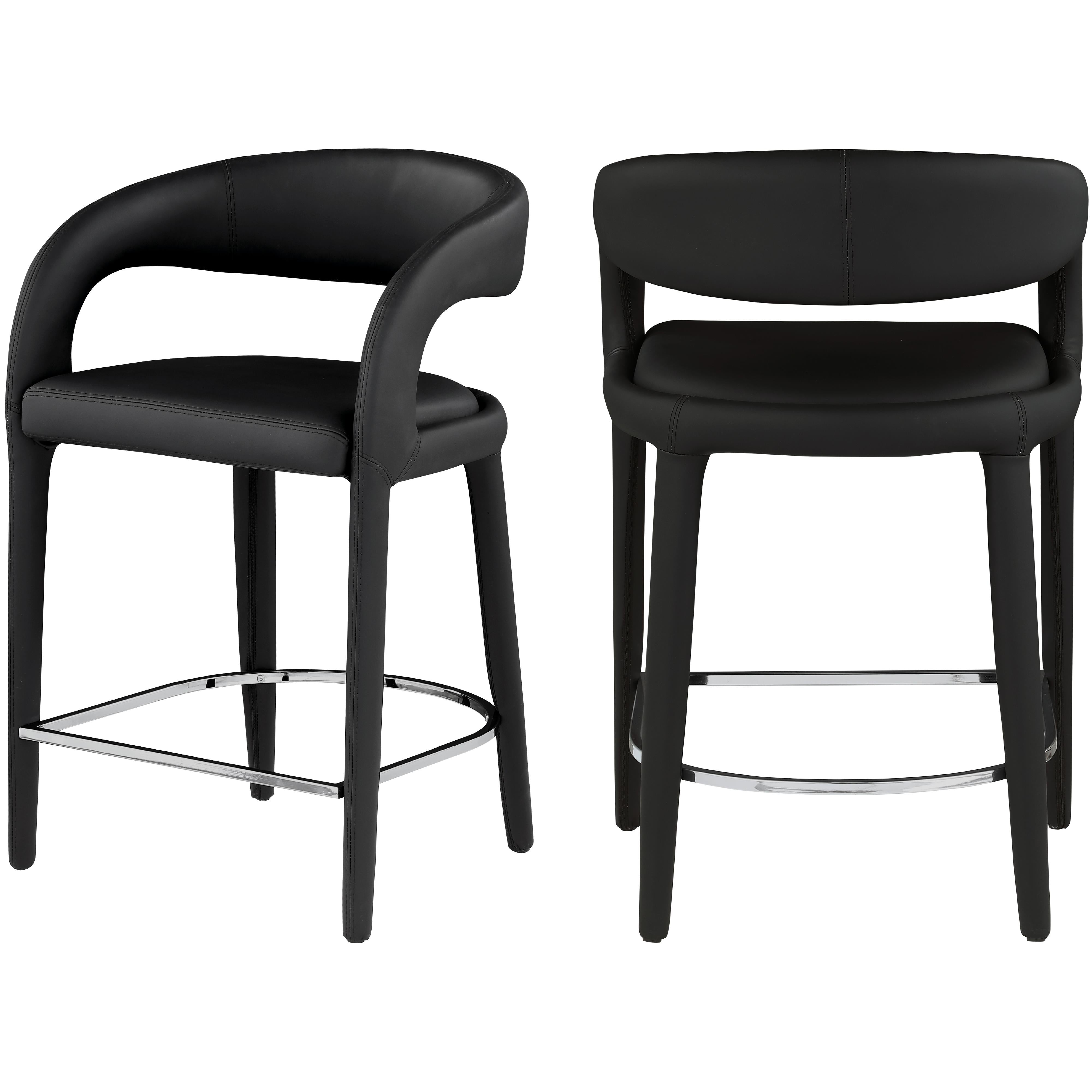 Meridian Sylvester Black Vegan Leather Stool
