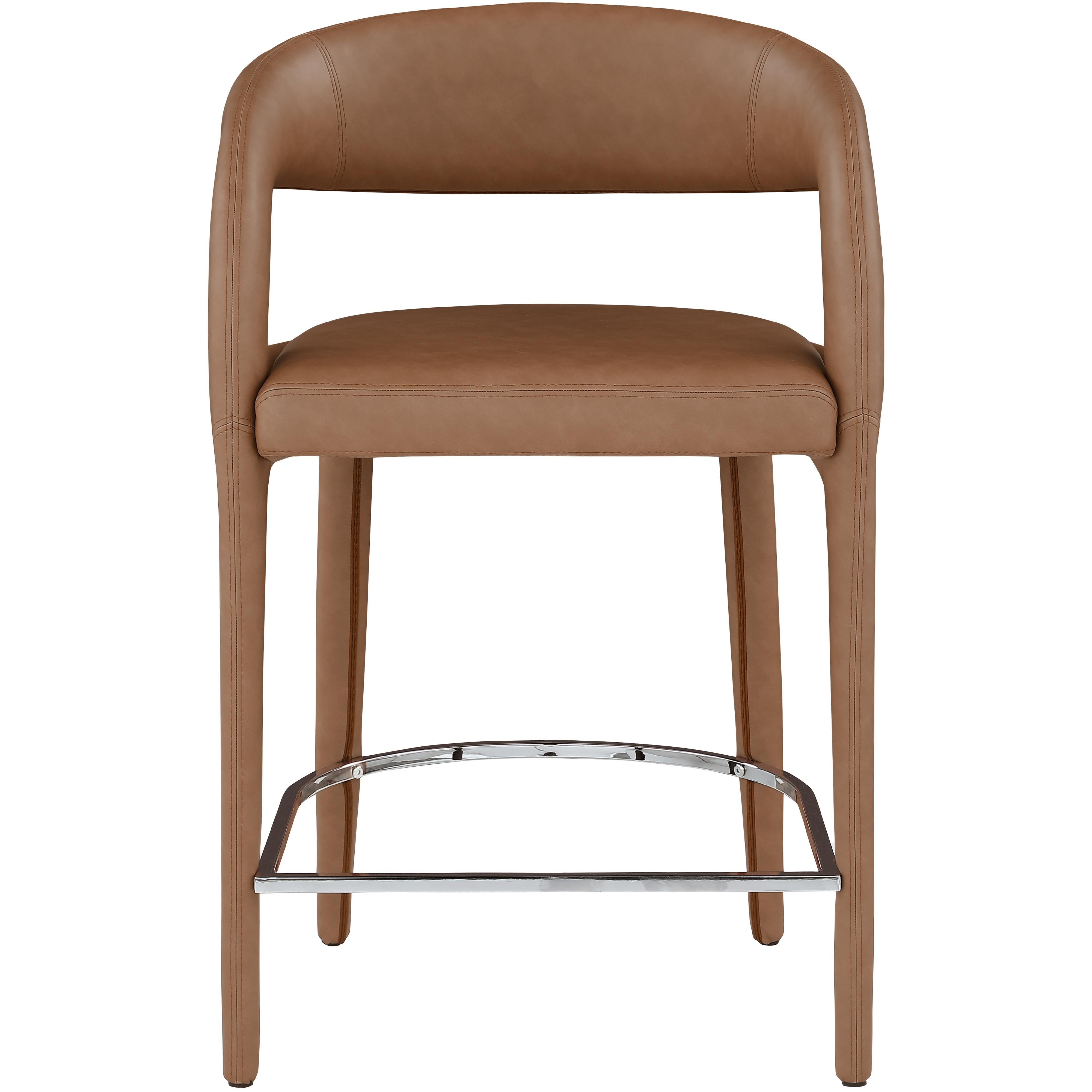 Meridian Sylvester Brown Vegan Leather Stool
