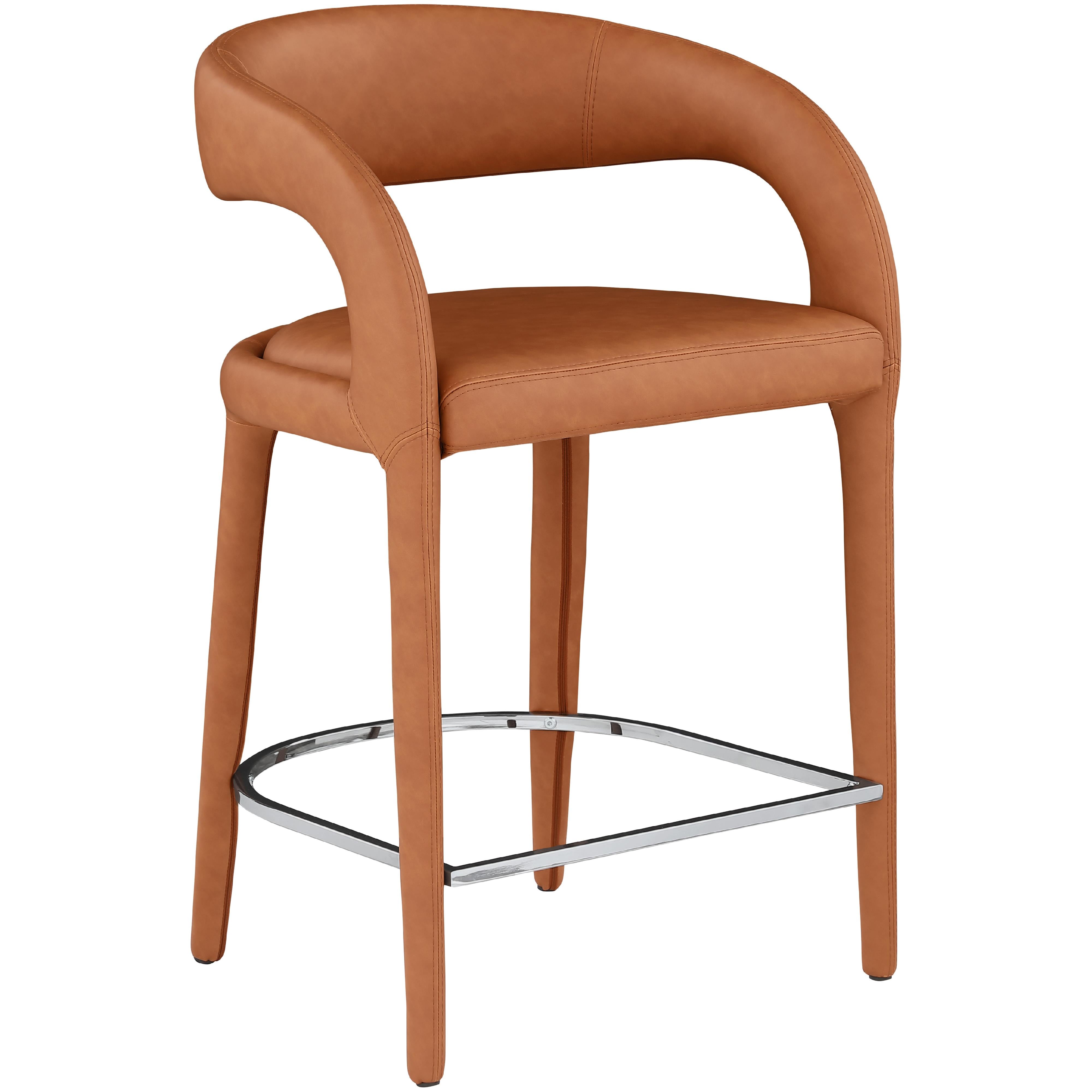 Meridian Sylvester Cognac Vegan Leather Stool