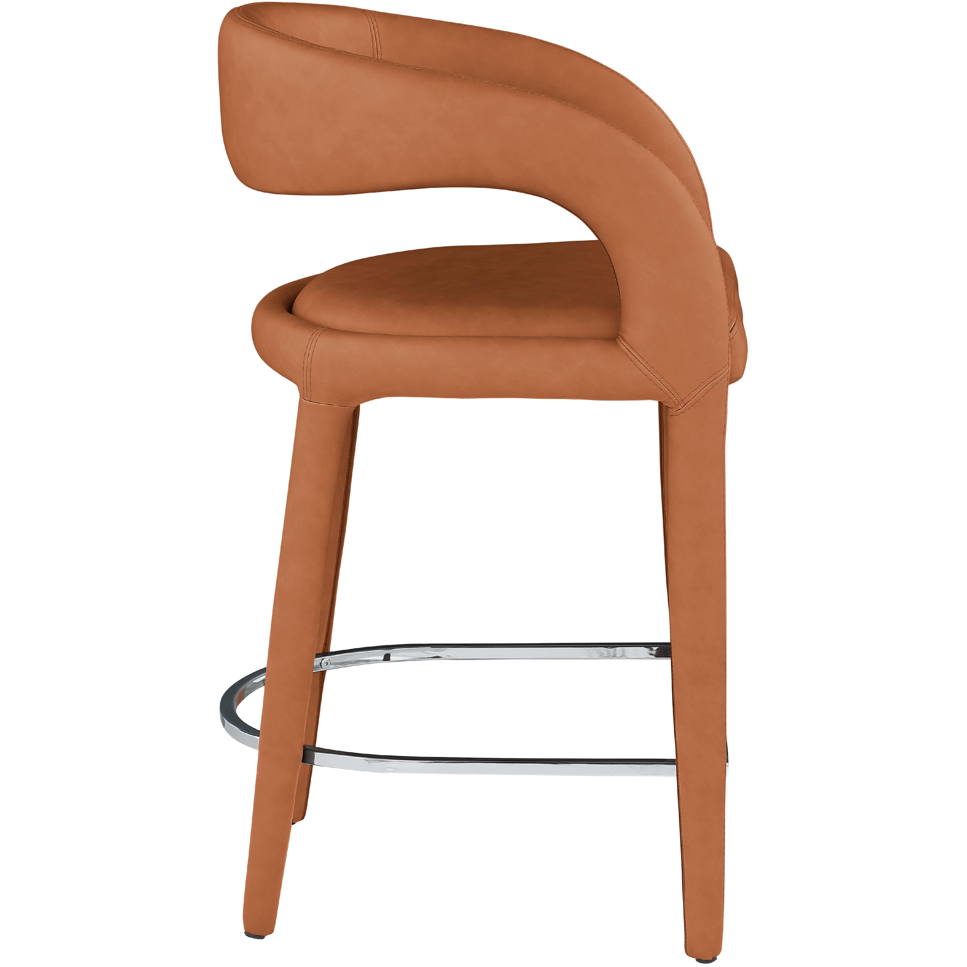 Meridian Sylvester Cognac Vegan Leather Stool