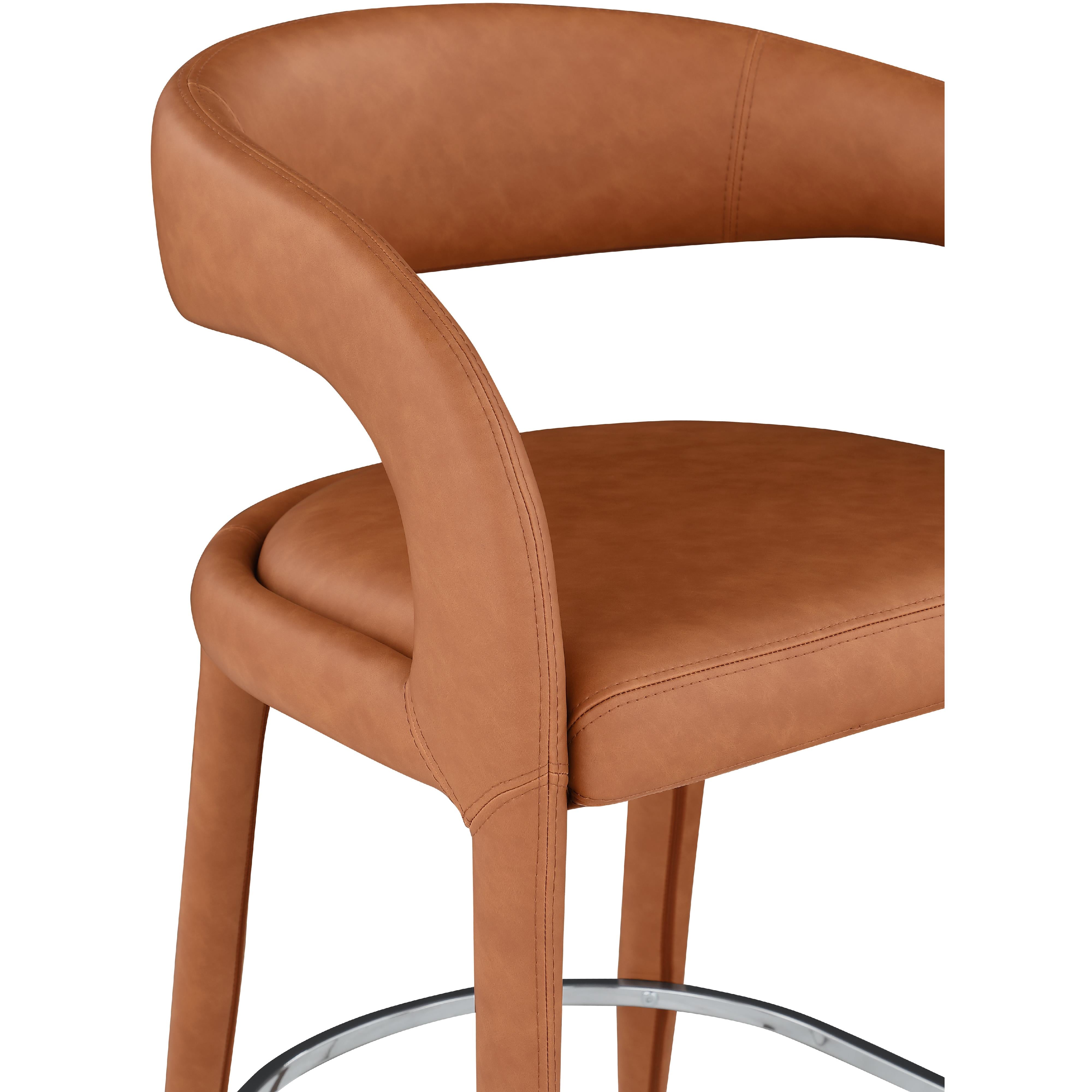Meridian Sylvester Cognac Vegan Leather Stool