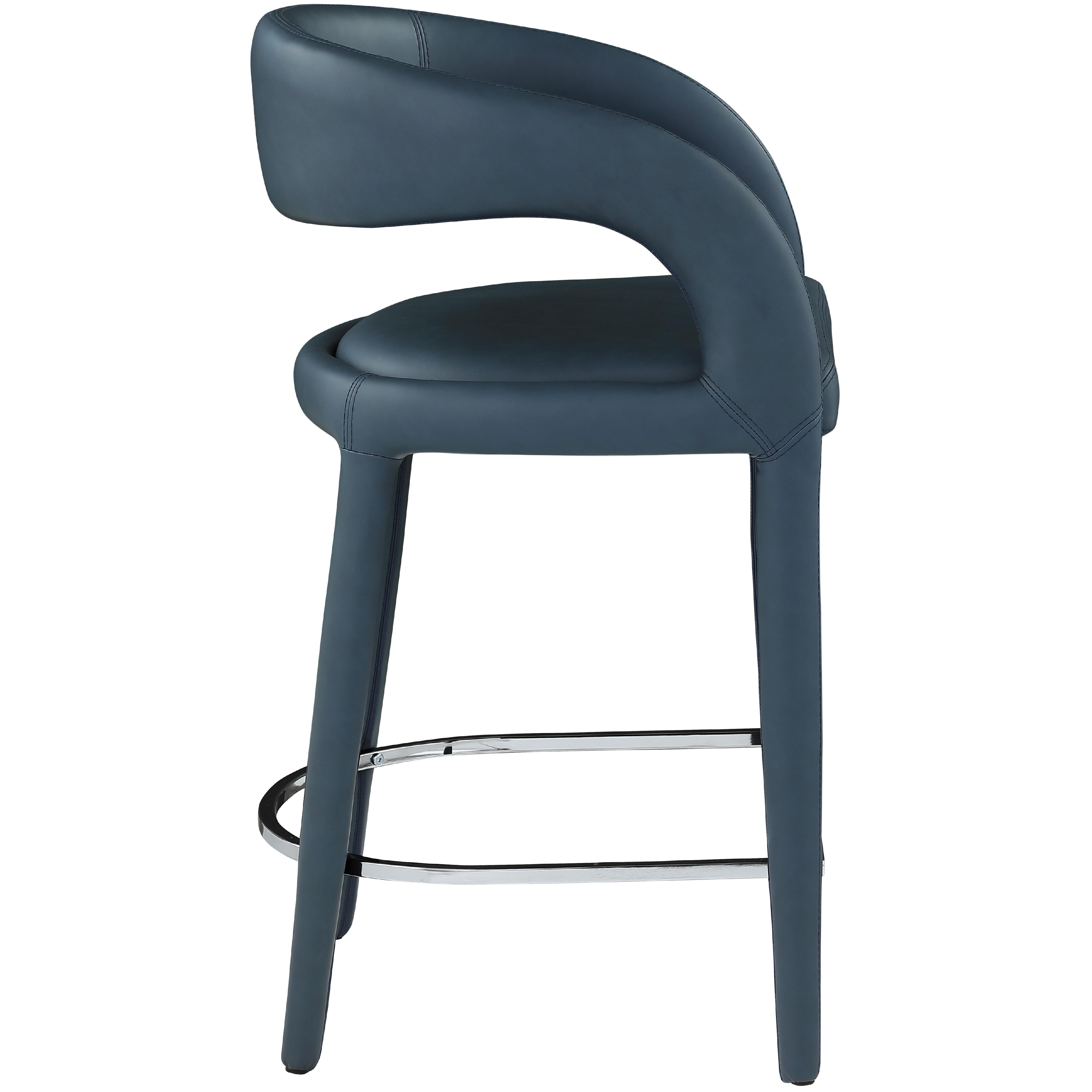 Meridian Sylvester Navy Vegan Leather Stool