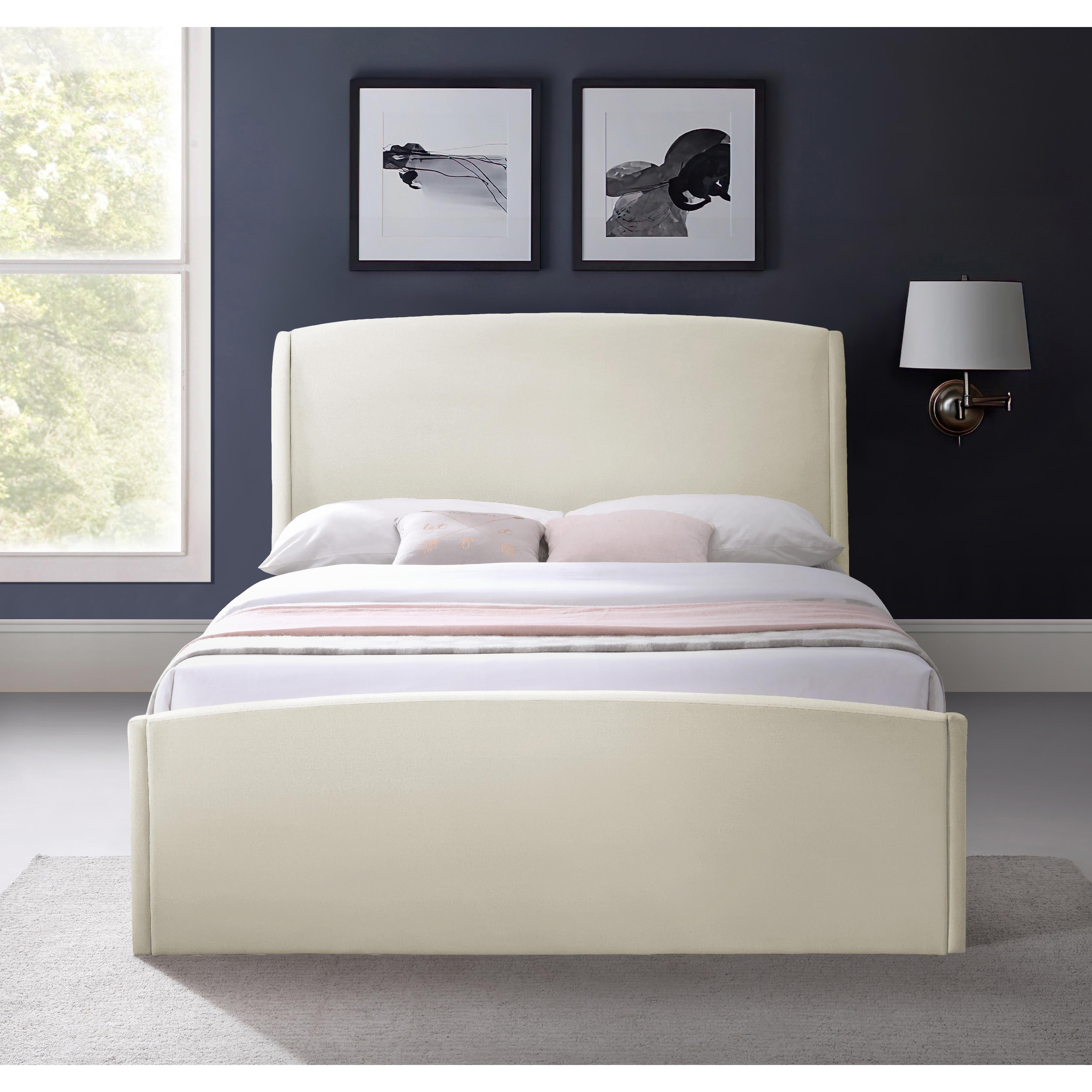 Meridian Tess Cream Velvet King Bed (3 Boxes)