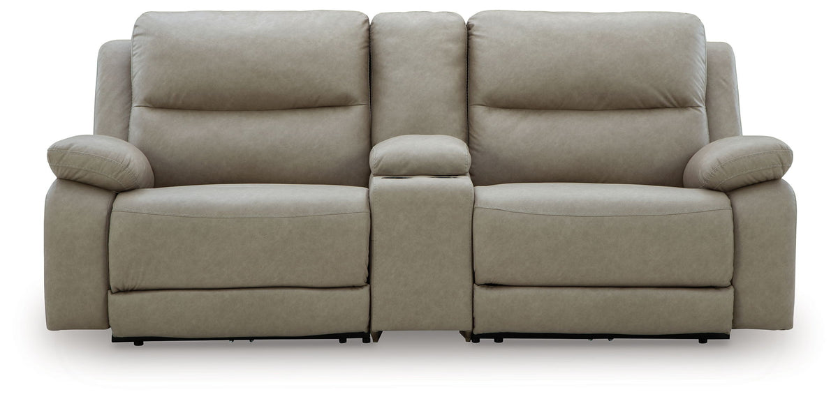 Narwhal Place Pebble Power Reclining Sectional — 3-Piece Power Reclining Sectional With Storage Console