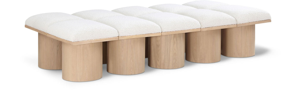 Pavilion Modular Bench 10-Piece Bench, 77.5"W x 36"D — Cream / Natural Base