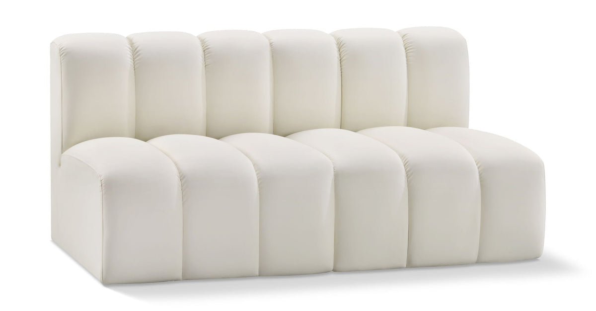 Arc Faux Leather Modular Sectional — 2-Piece Sofa (31" Deep) — Cream
