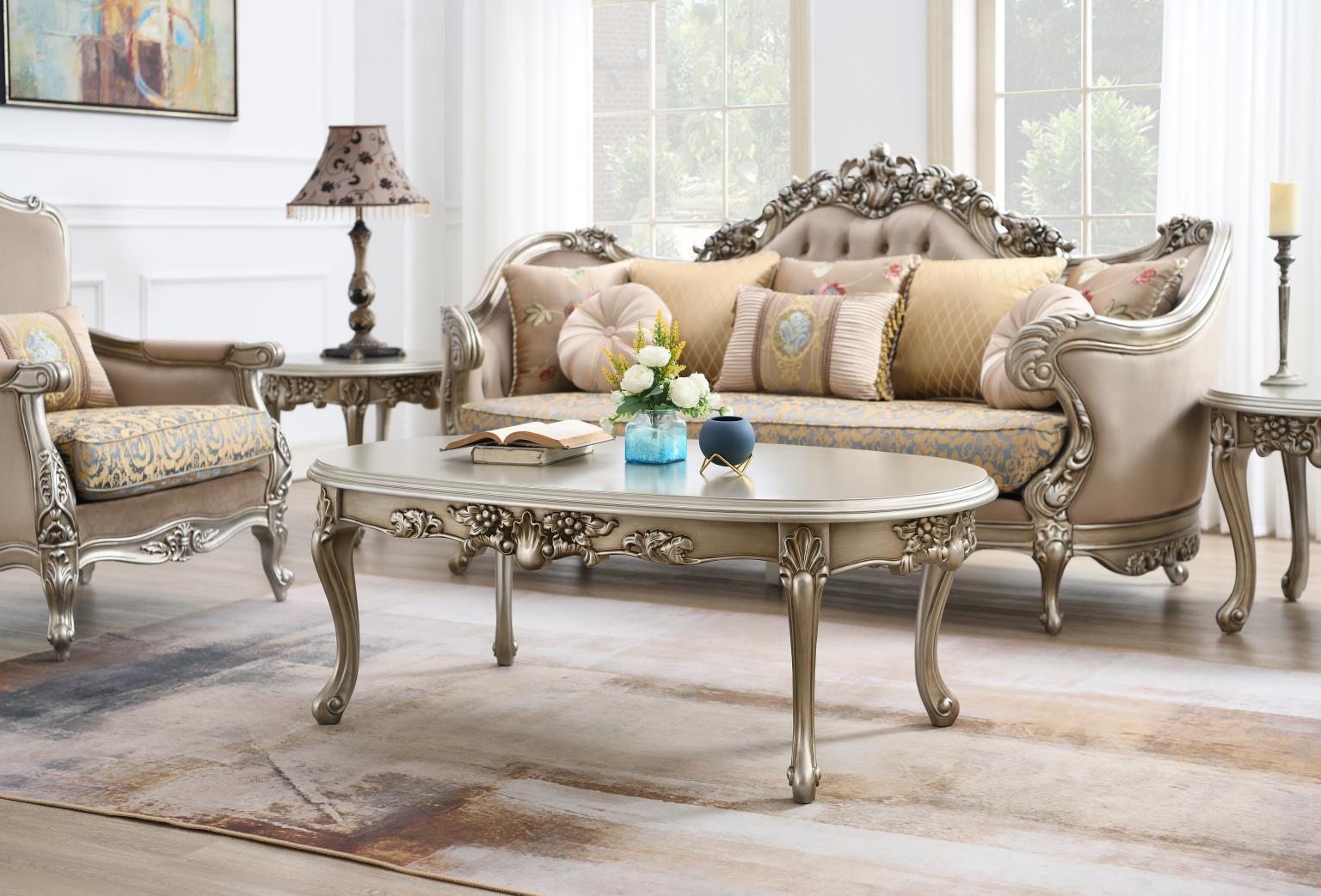 T197 Champagne Coffee Table & 2 End Tables