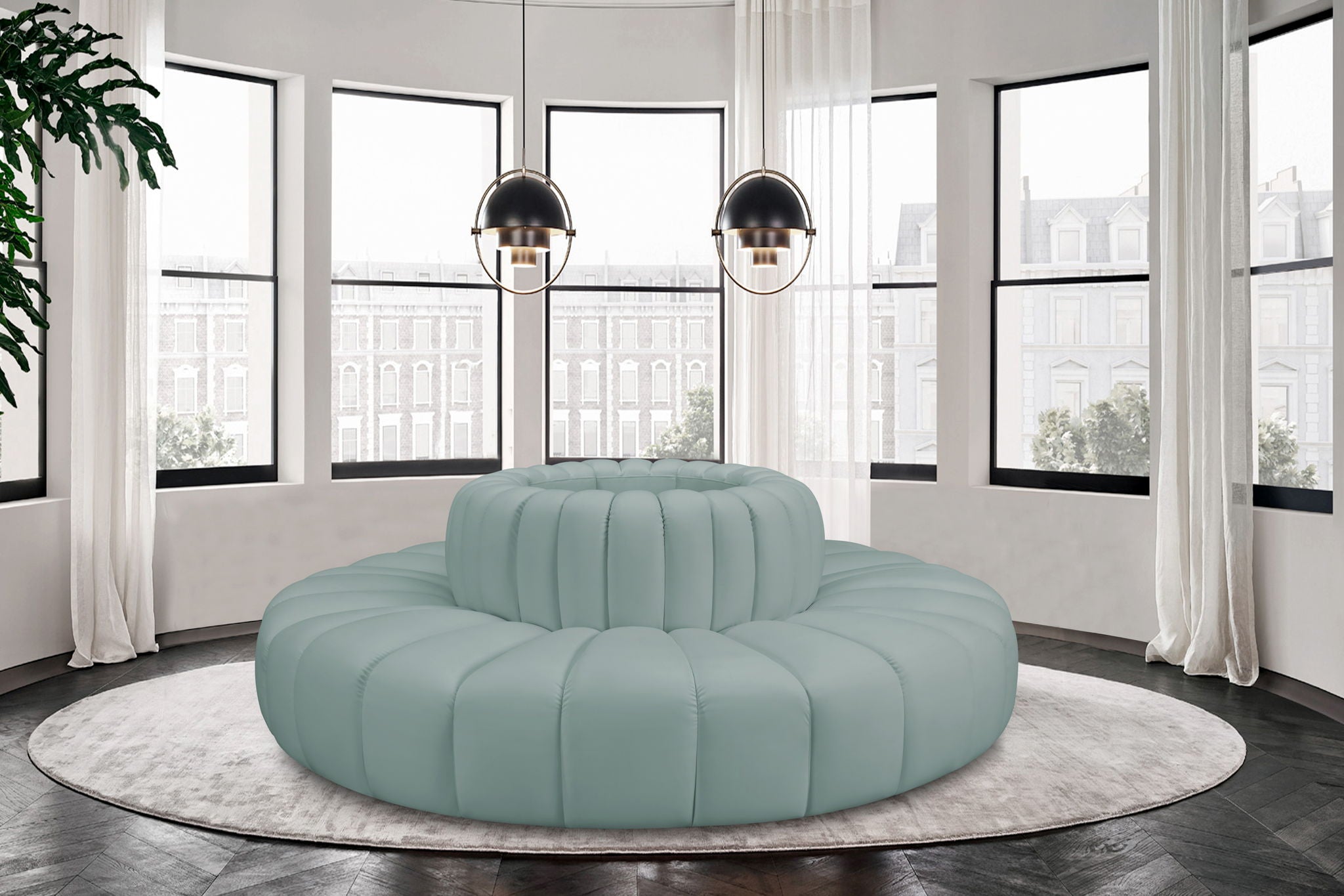 Arc - Faux Leather 8 Piece Round Modular Sofa